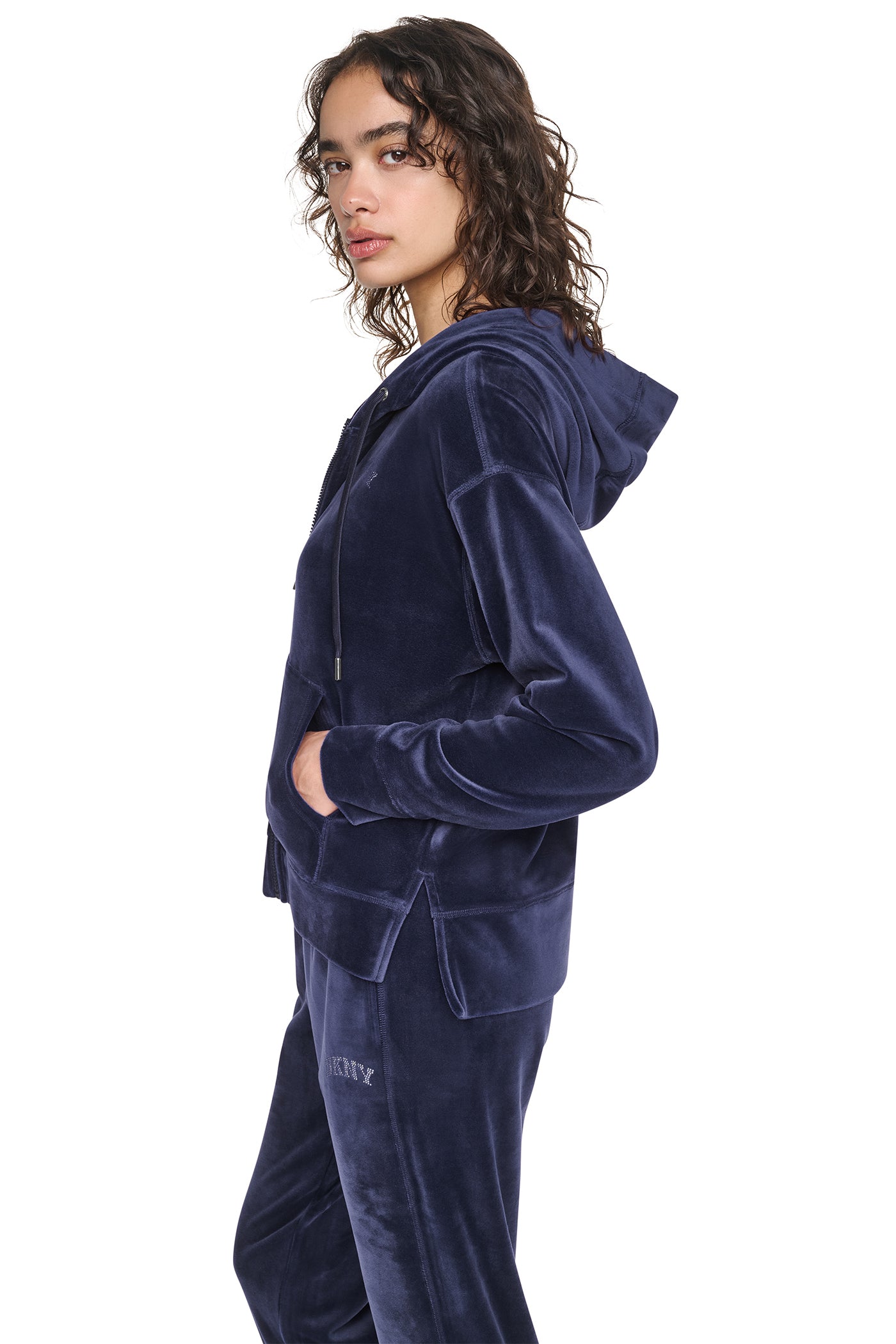VARSITY VELOUR RHINESTONE LOGO FULL ZIP HOODIE VIEW 9