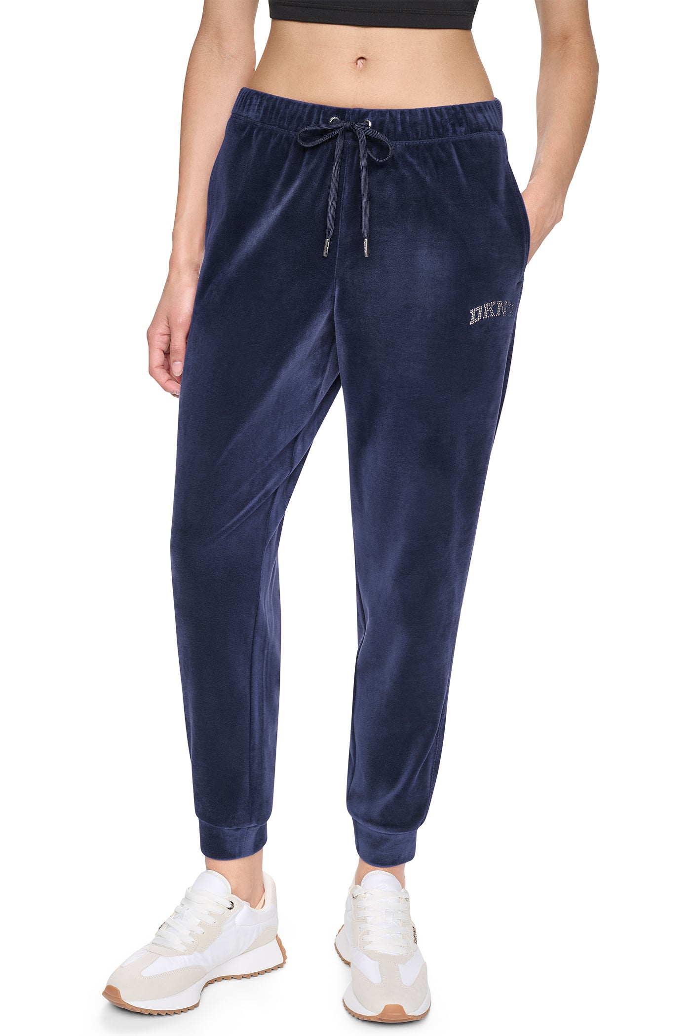VARSITY VELOUR RHINESTONE LOGO MID RISE JOGGER WIT VIEW 2