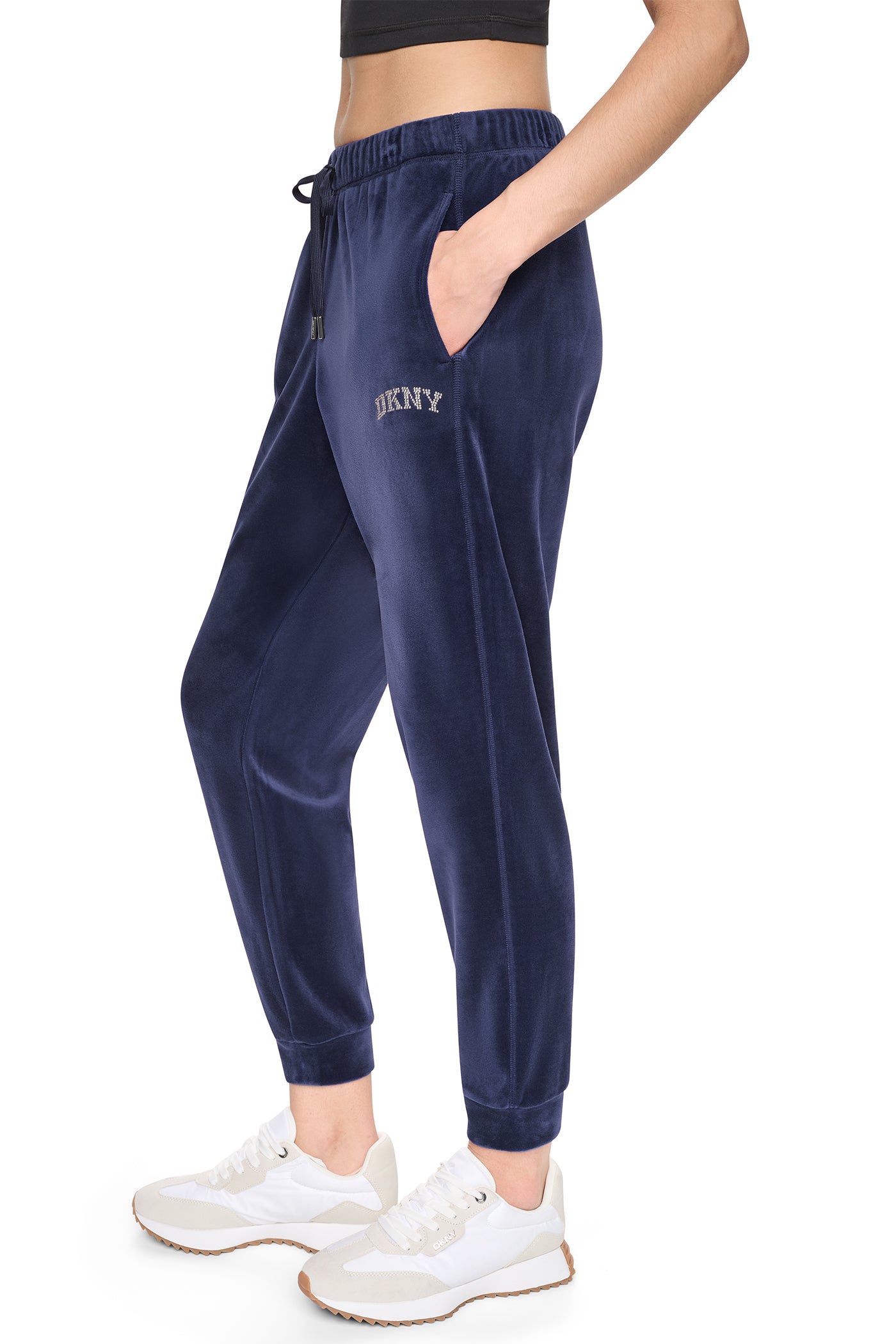 VARSITY VELOUR RHINESTONE LOGO MID RISE JOGGER WIT VIEW 1