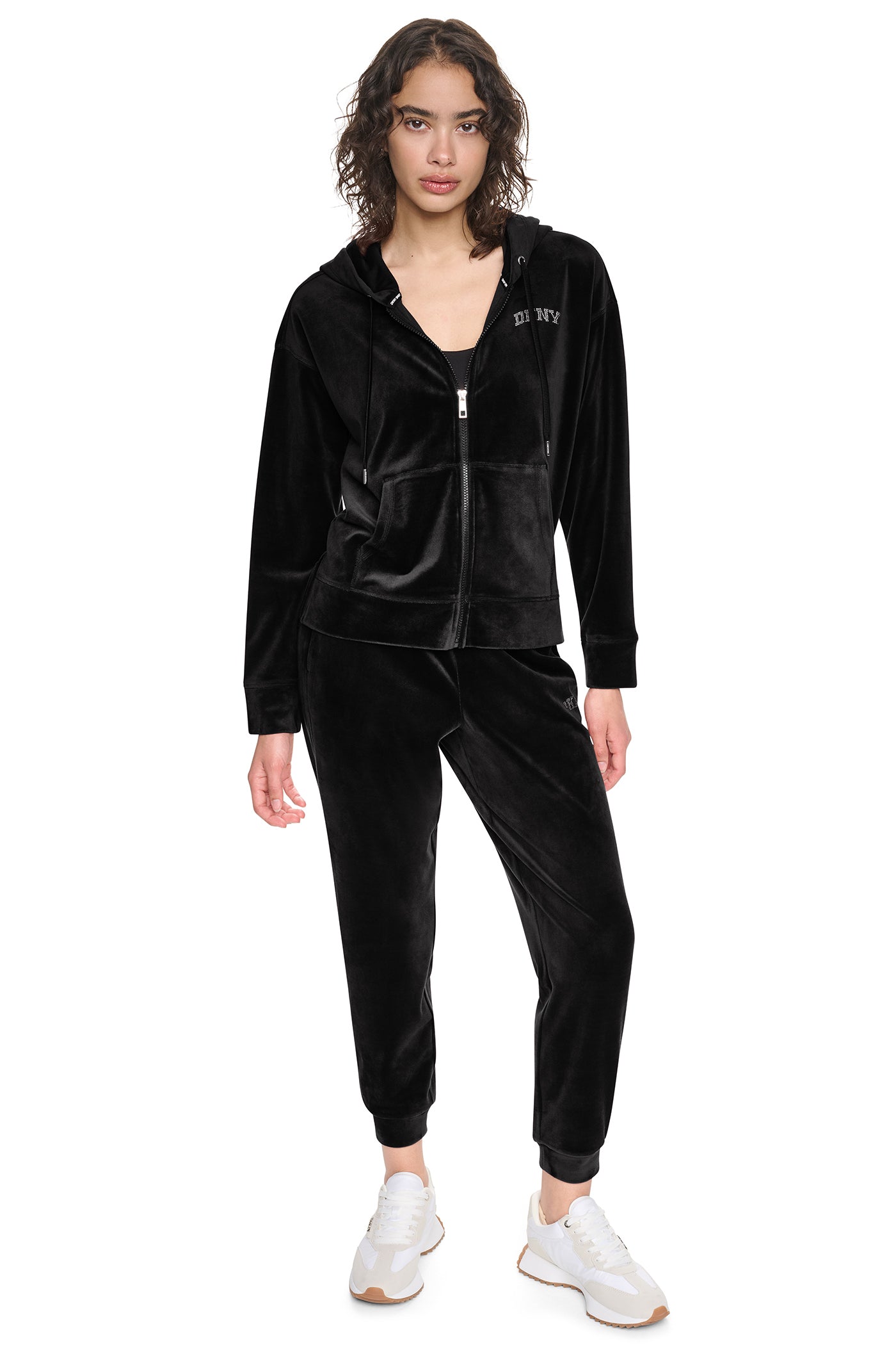 VARSITY VELOUR RHINESTONE LOGO FULL ZIP HOODIE VIEW 5