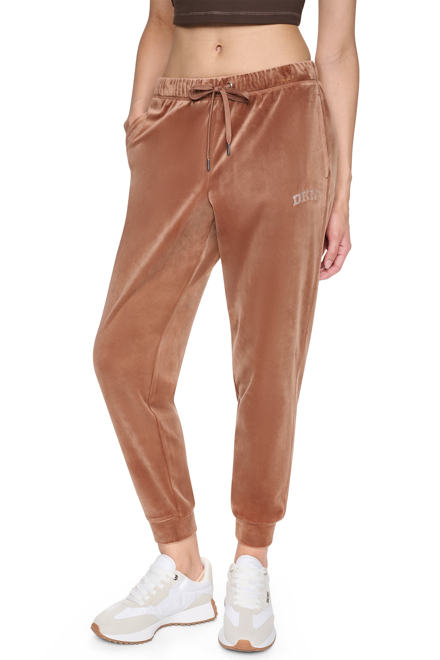 VARSITY VELOUR RHINESTONE LOGO MID RISE JOGGER WIT VIEW 1