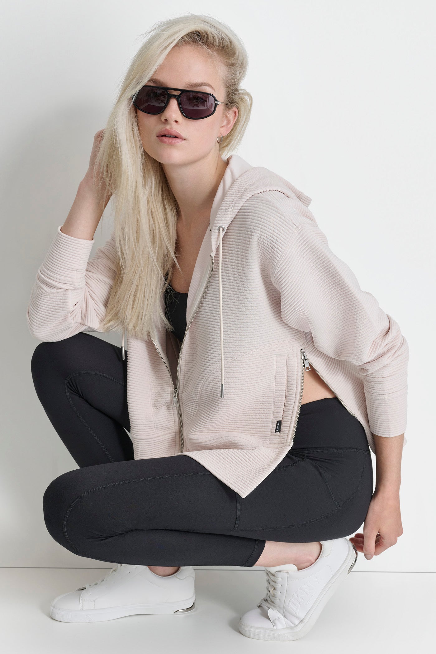 OTTOMAN RIB ZIP DETAILED HOODIE VIEW 5