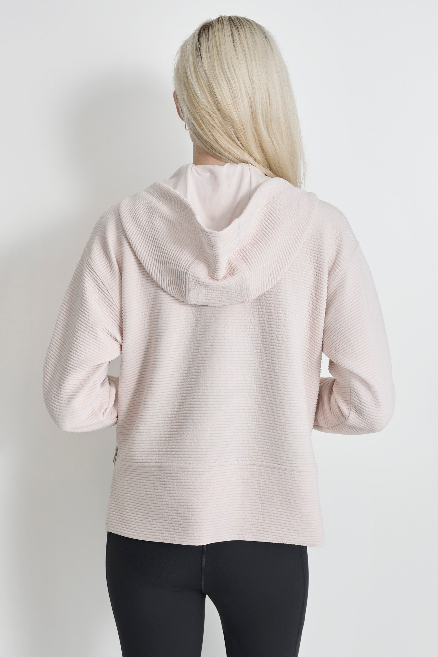 OTTOMAN RIB ZIP DETAILED HOODIE VIEW 2