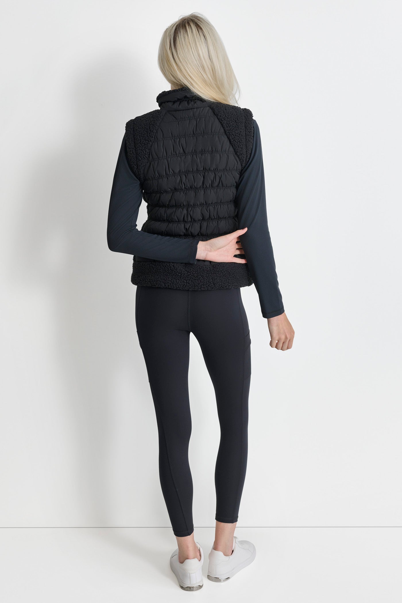 Black MOCK-NECK PUFFER VEST, BACK VIEW | Coats under $100