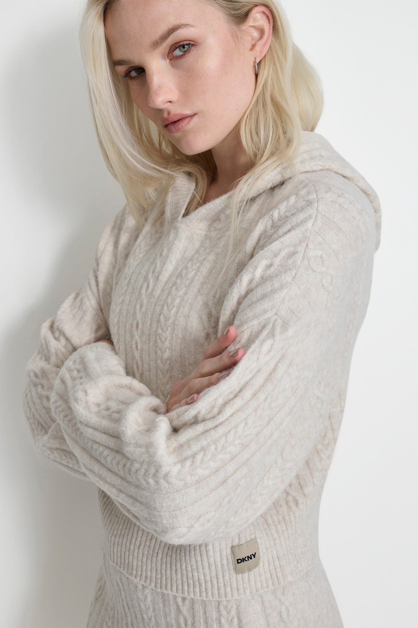COZY CABLE SWEATER HOODIE VIEW 4 | Not Clearance or Preorder