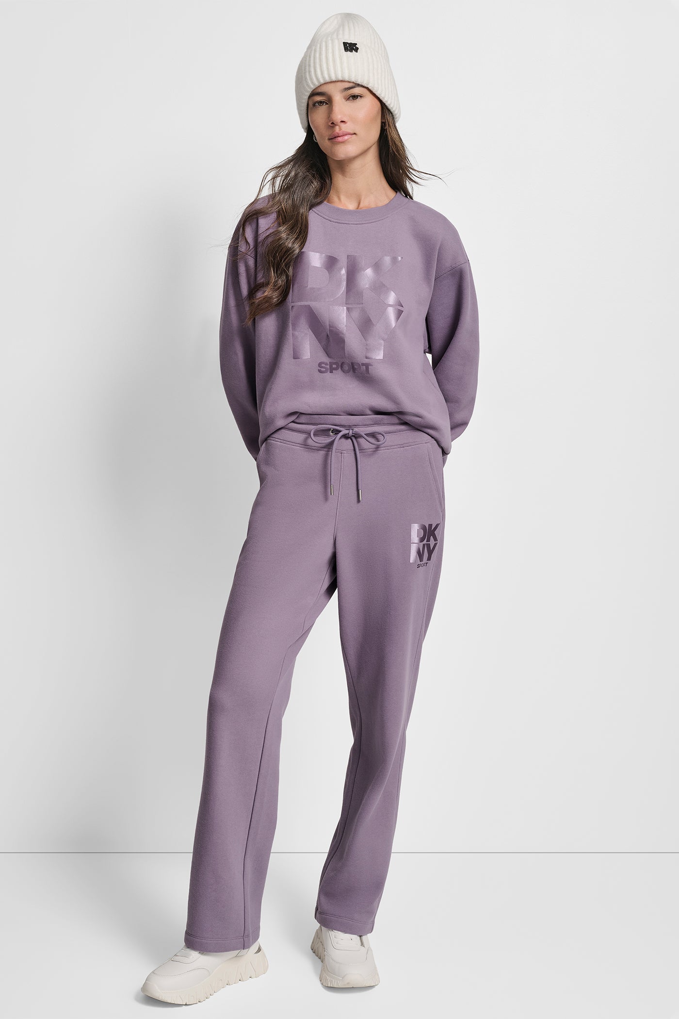 STACKED SATIN LOGO OPEN LEG BOYFRIEND 30.5IN PANT VIEW 5 | MATCHING SETS