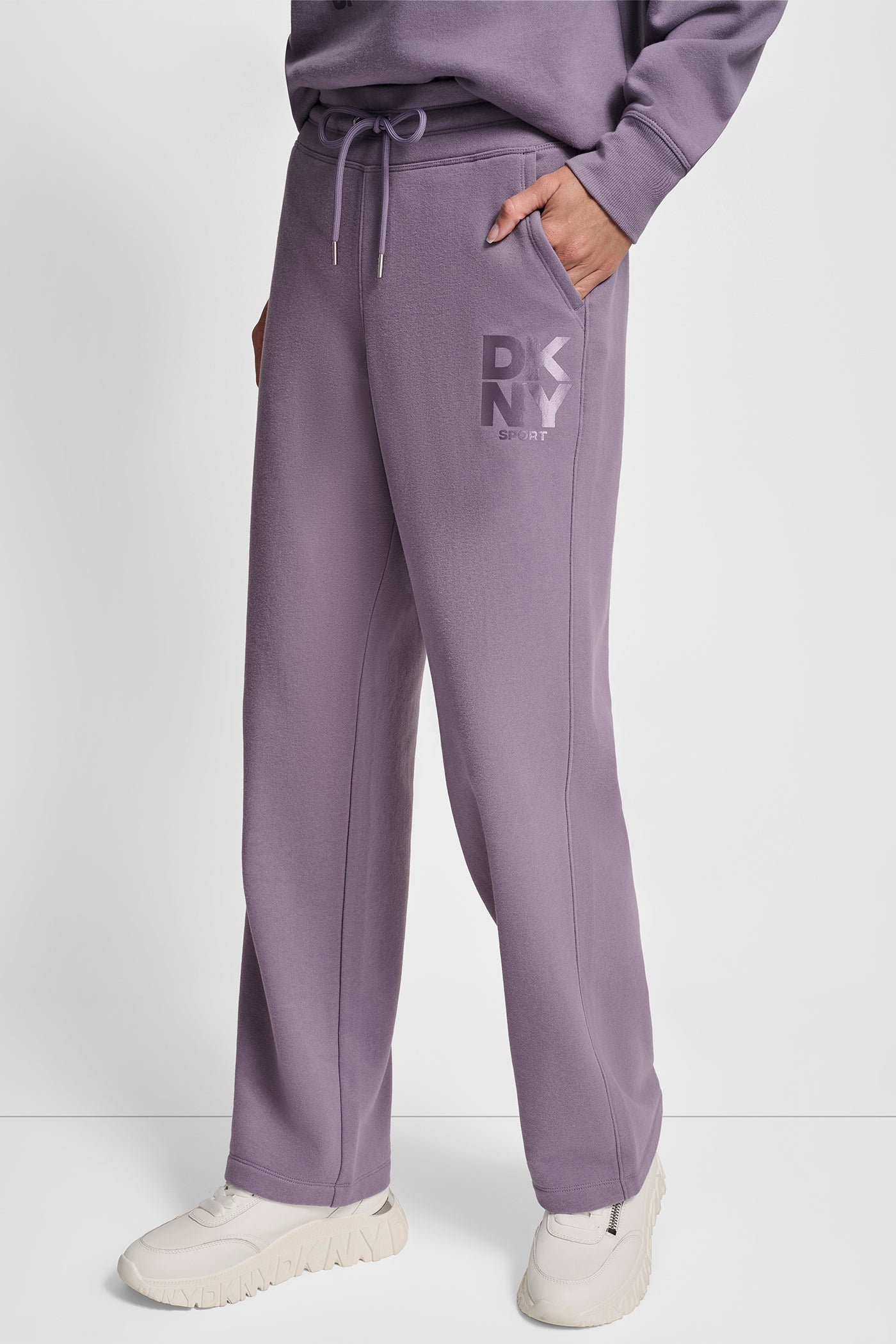 STACKED SATIN LOGO OPEN LEG BOYFRIEND 30.5IN PANT VIEW 3 | MATCHING SETS