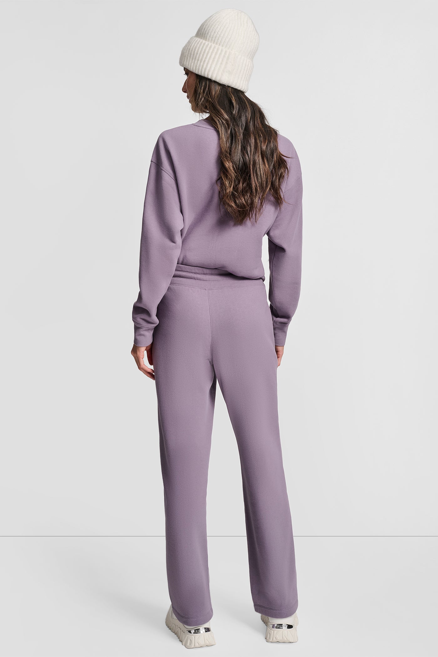 VESPER STACKED SATIN LOGO OPEN LEG BOYFRIEND 30.5IN PANT, VIEW 2 | Sweatshirts & Joggers