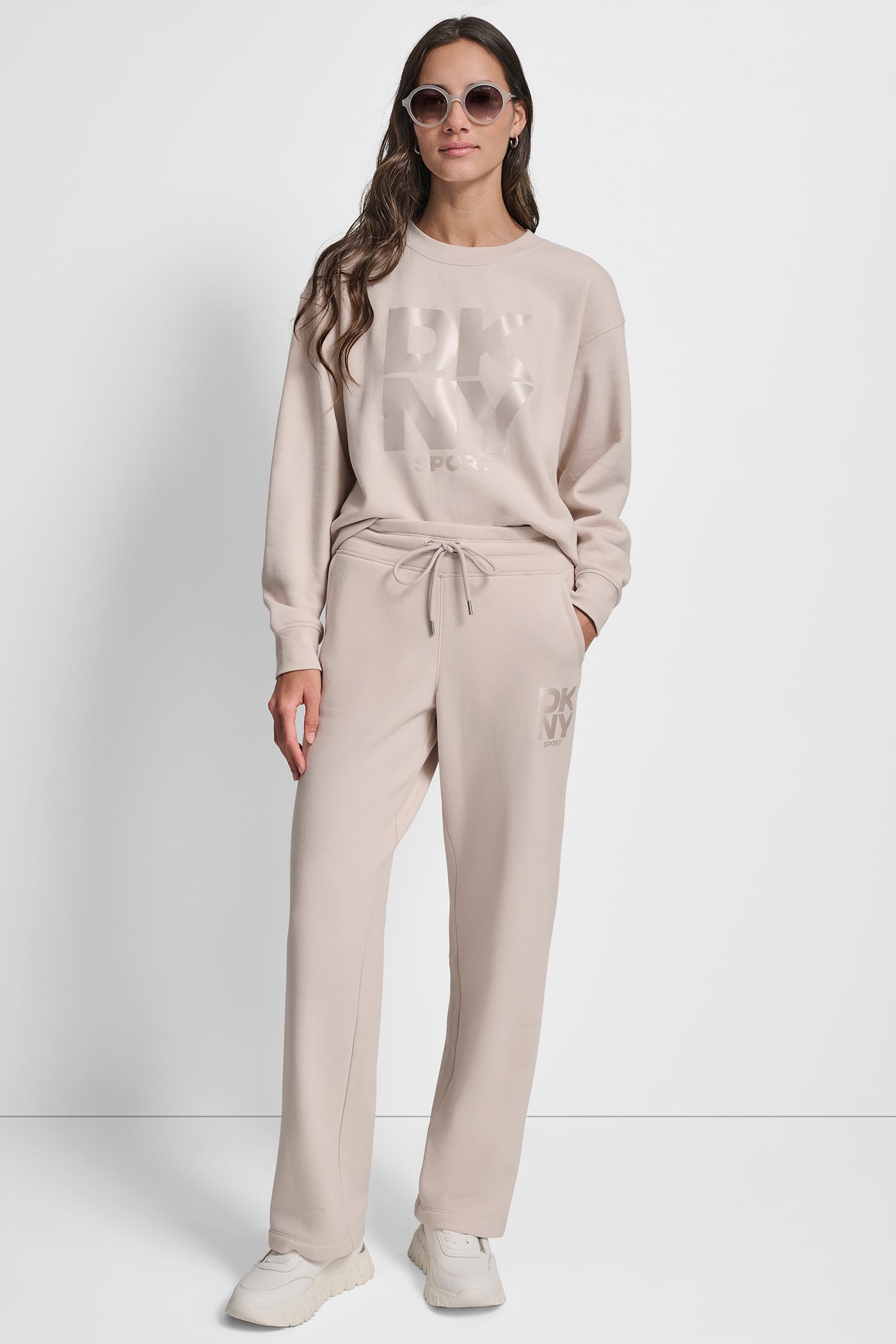 STACKED SATIN LOGO OPEN LEG BOYFRIEND 30.5IN PANT VIEW 5 | MATCHING SETS