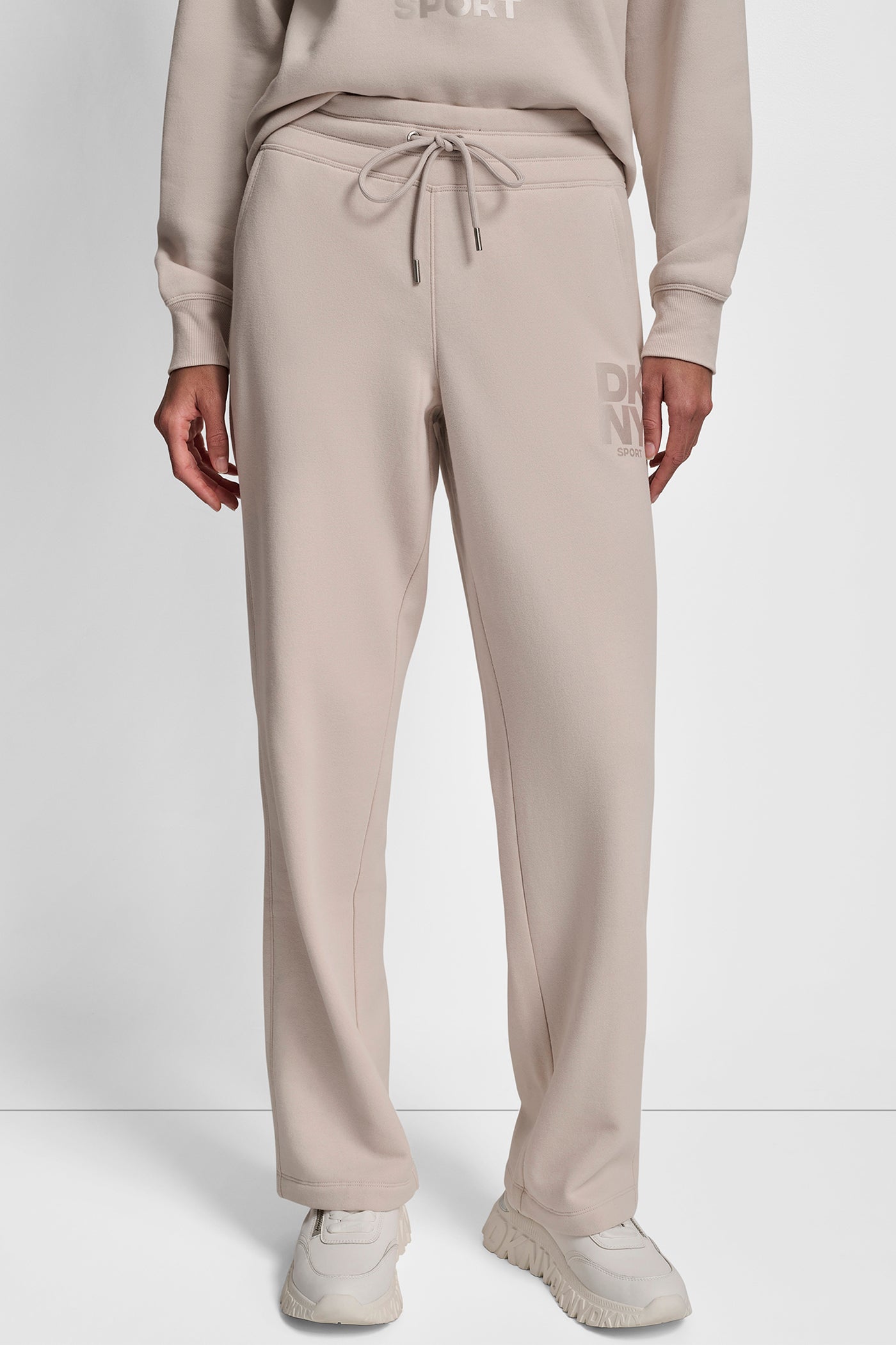 OAT STACKED SATIN LOGO OPEN LEG BOYFRIEND 30.5IN PANT, VIEW 1 | Sweatshirts & Joggers