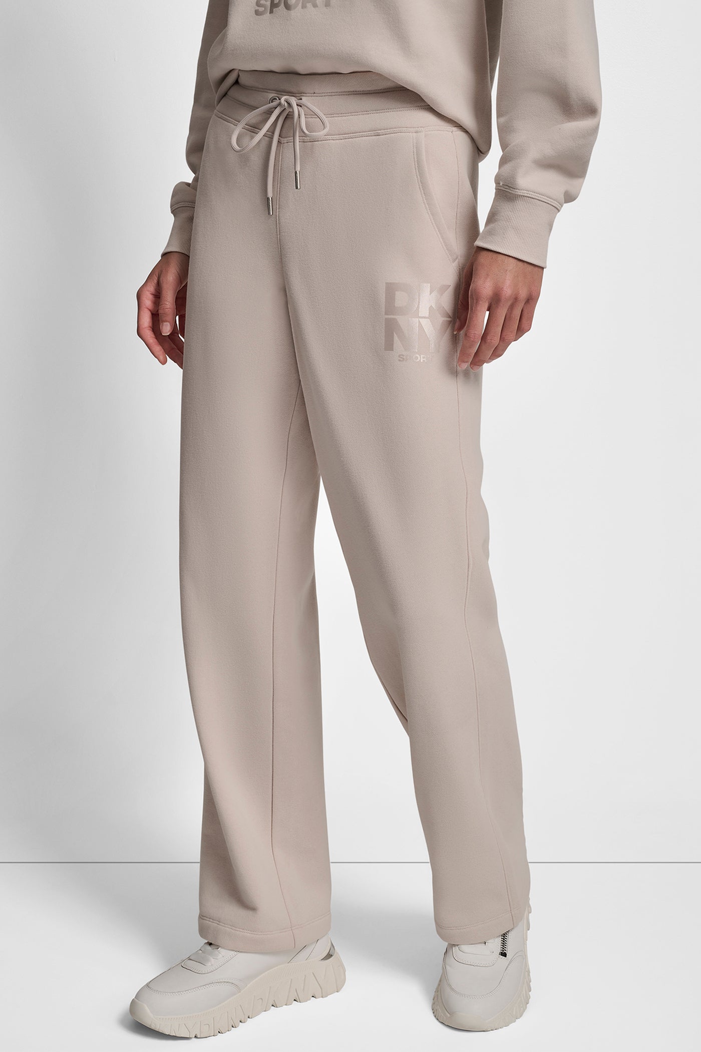 STACKED SATIN LOGO OPEN LEG BOYFRIEND 30.5IN PANT VIEW 3 | MATCHING SETS
