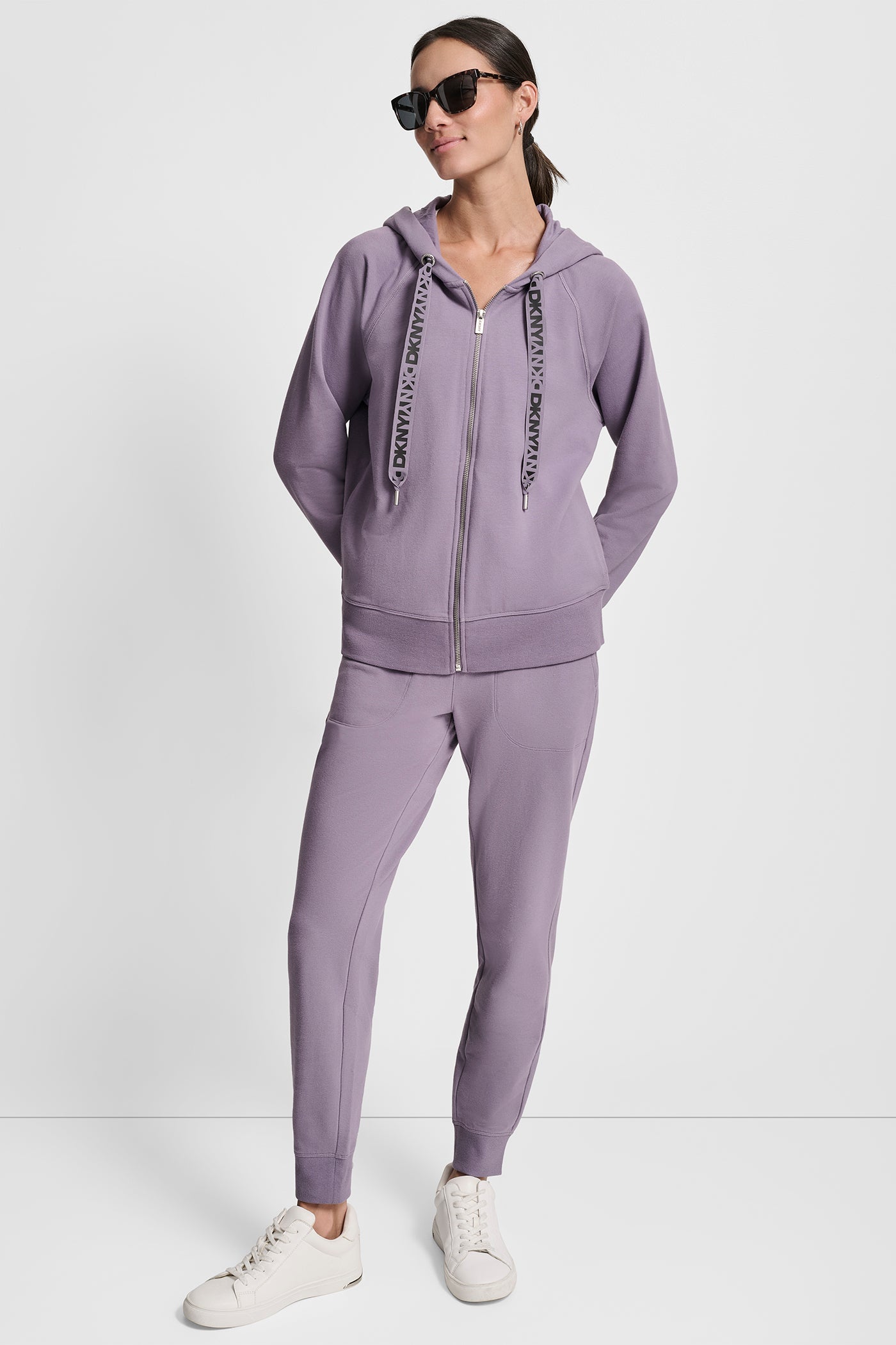TWO TONE LOGO DRAWCORD ZIP HOODIE VIEW 6 | MATCHING SETS