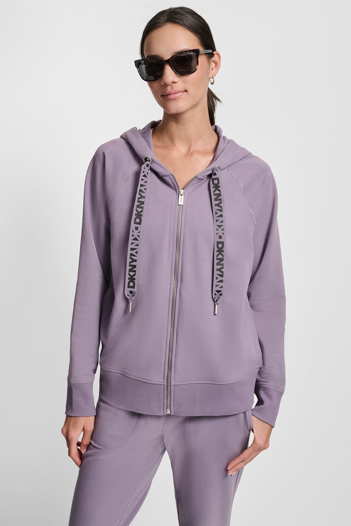 TWO TONE LOGO DRAWCORD ZIP HOODIE VIEW 5 | MATCHING SETS