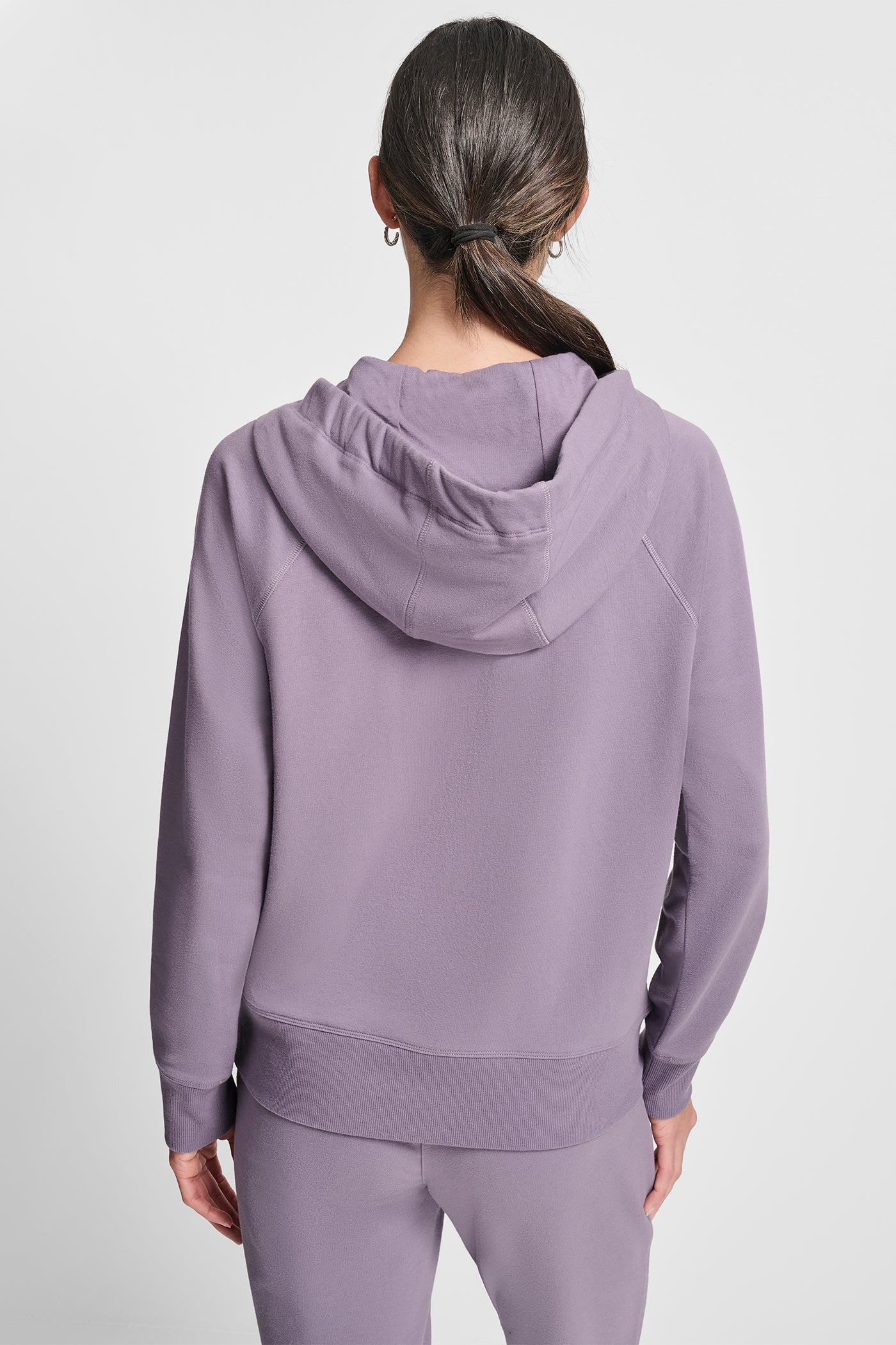 VESPER/ BLACK TWO TONE LOGO DRAWCORD ZIP HOODIE, VIEW 2 | Sweatshirts & Joggers