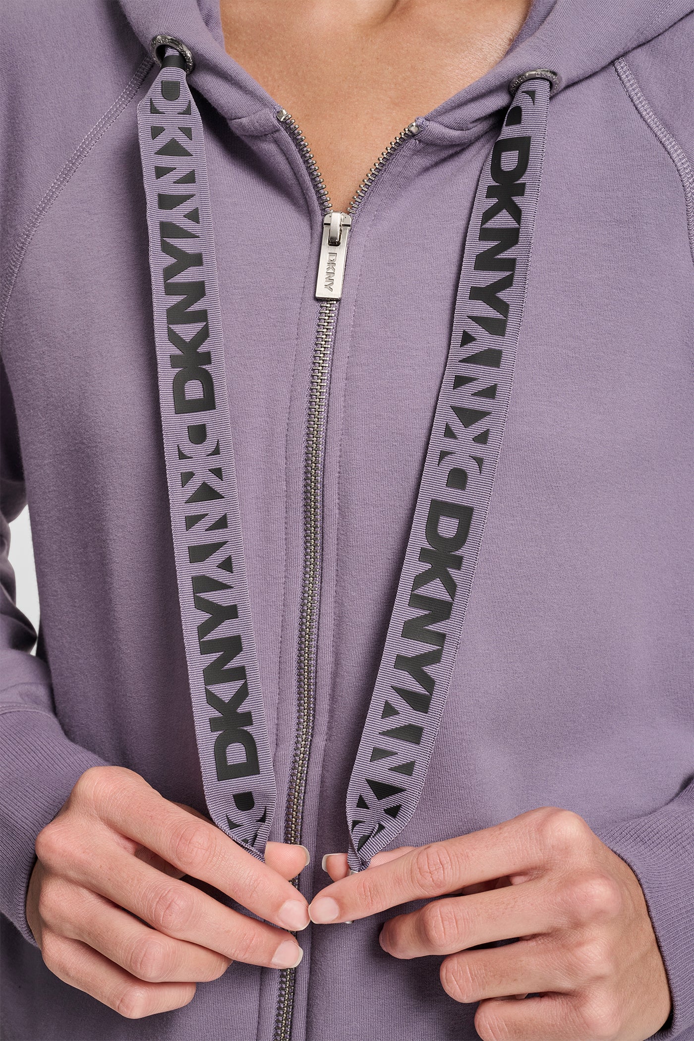 TWO TONE LOGO DRAWCORD ZIP HOODIE VIEW 4 | MATCHING SETS