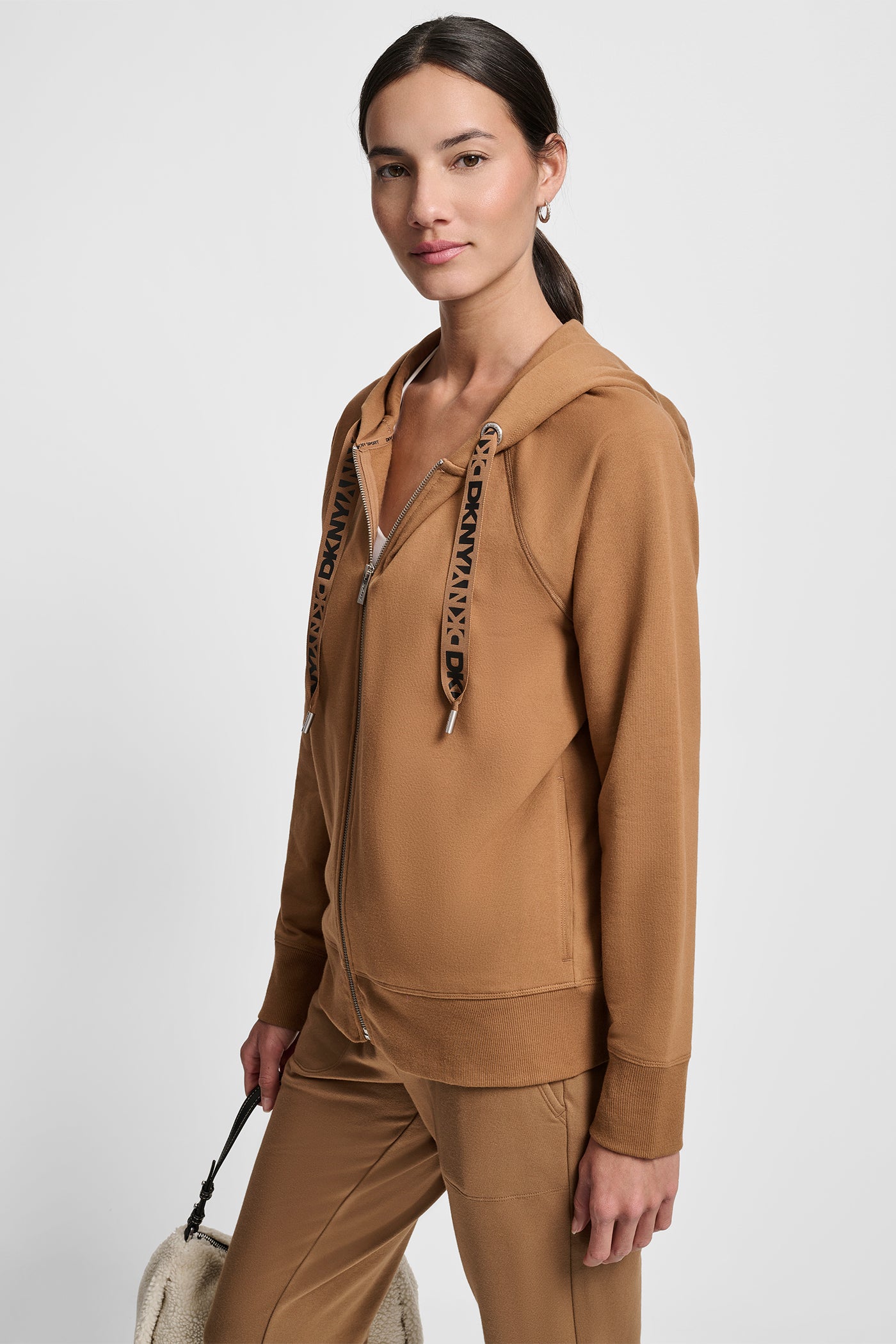 TWO TONE LOGO DRAWCORD ZIP HOODIE VIEW 3 | MATCHING SETS