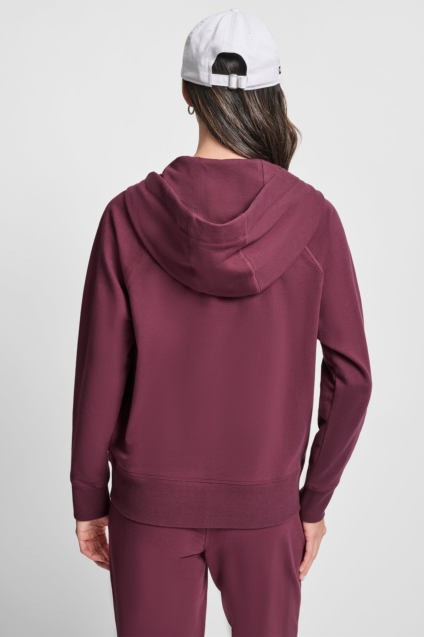 SYRAH/ BLACK TWO TONE LOGO DRAWCORD ZIP HOODIE, VIEW 2 | New Arrivals