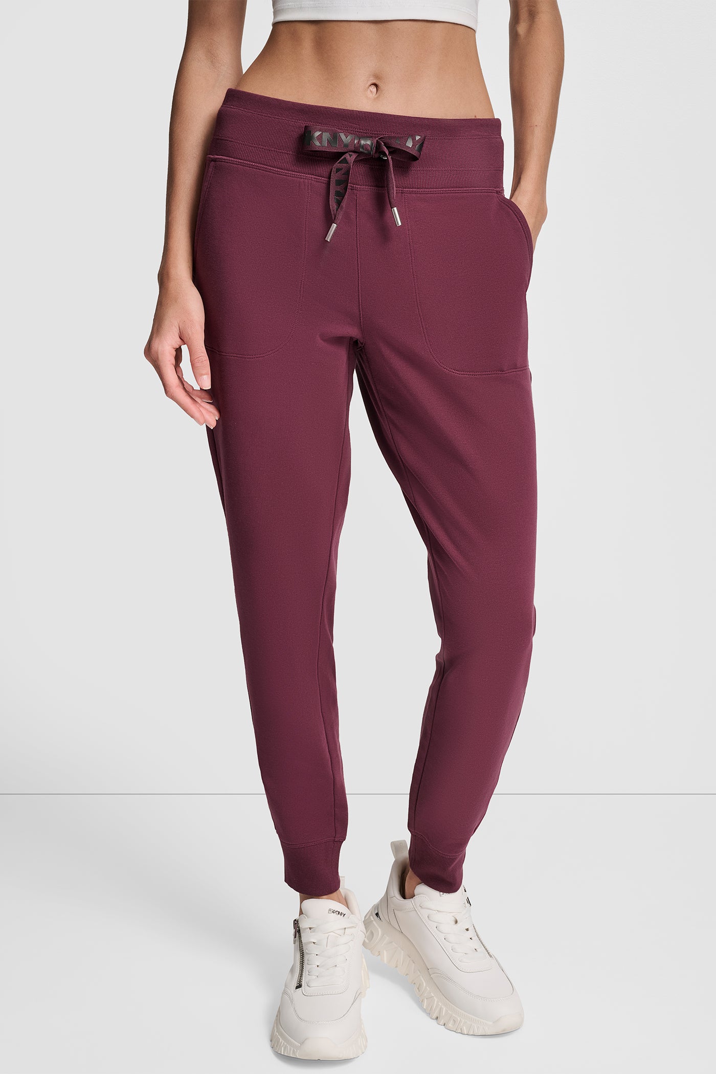 SYRAH/ BLACK TWO TONE LOGO DRAWCORD JOGGER, VIEW 1 | New Arrivals