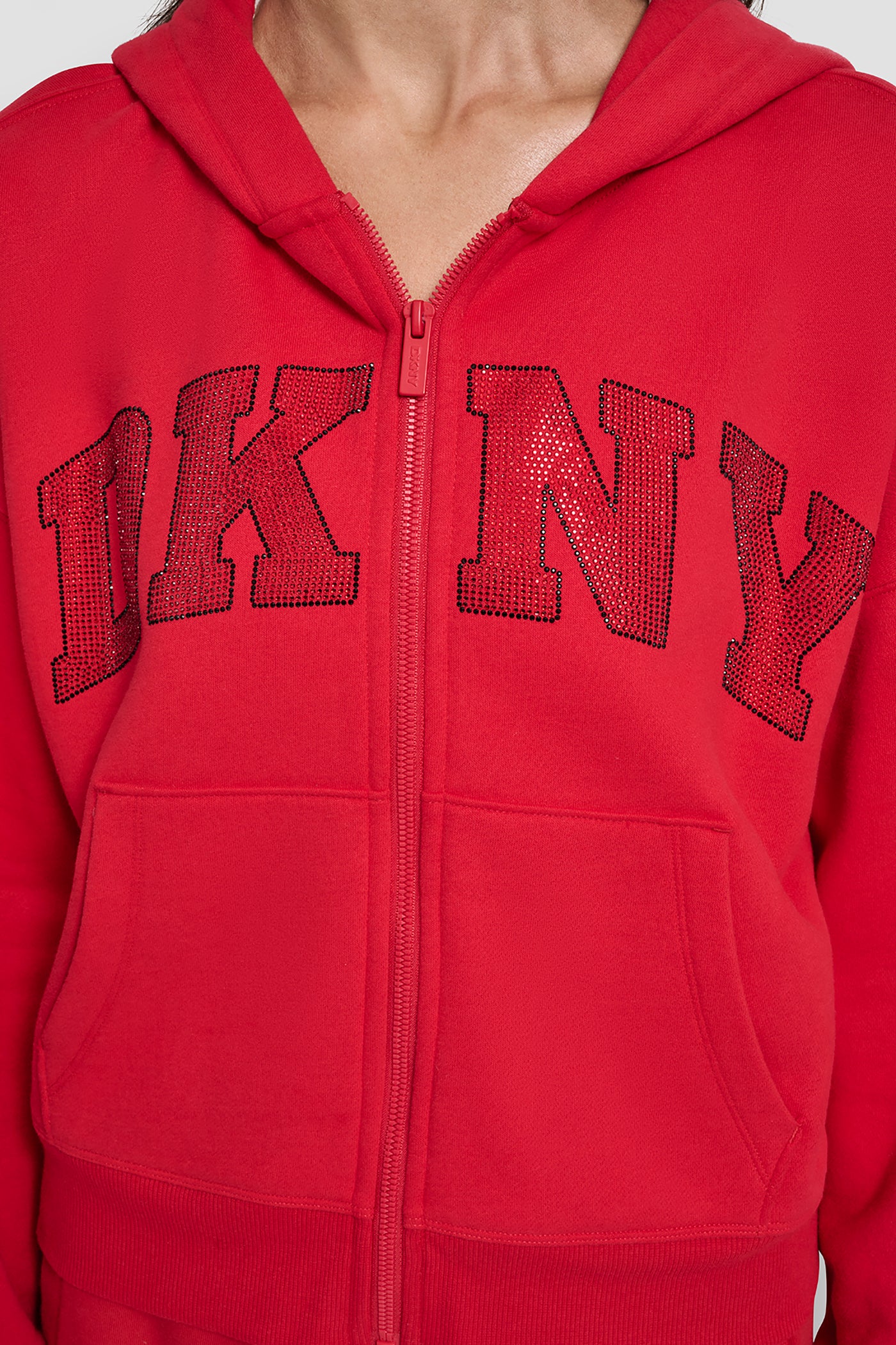 EXPLODED RHINESTONE VARISTY LOGO FULL ZIP HOODIE WITH POCKETS VIEW 4 | Sport Essentials