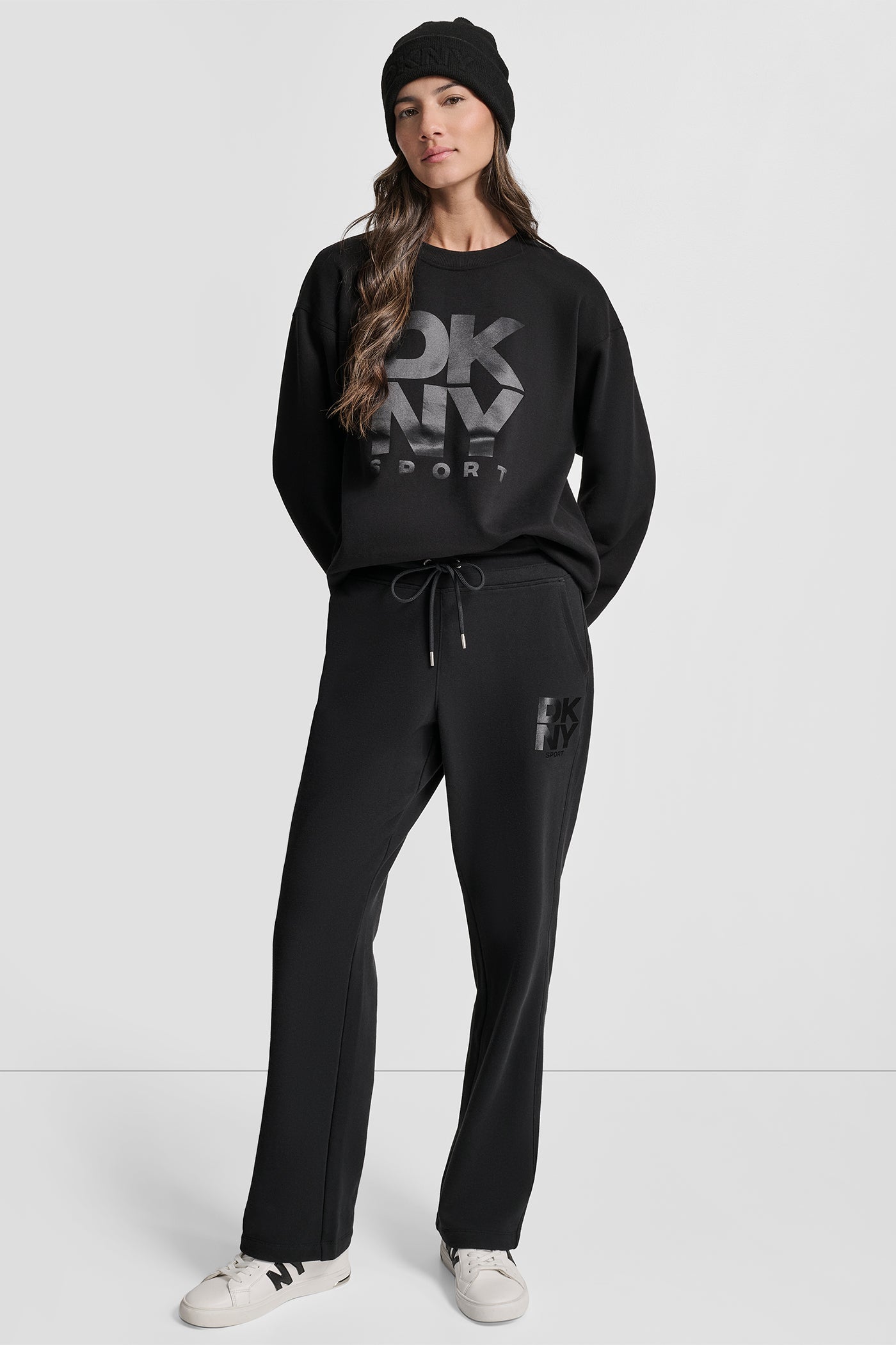 STACKED SATIN LOGO OPEN LEG BOYFRIEND 30.5IN PANT VIEW 6 | MATCHING SETS
