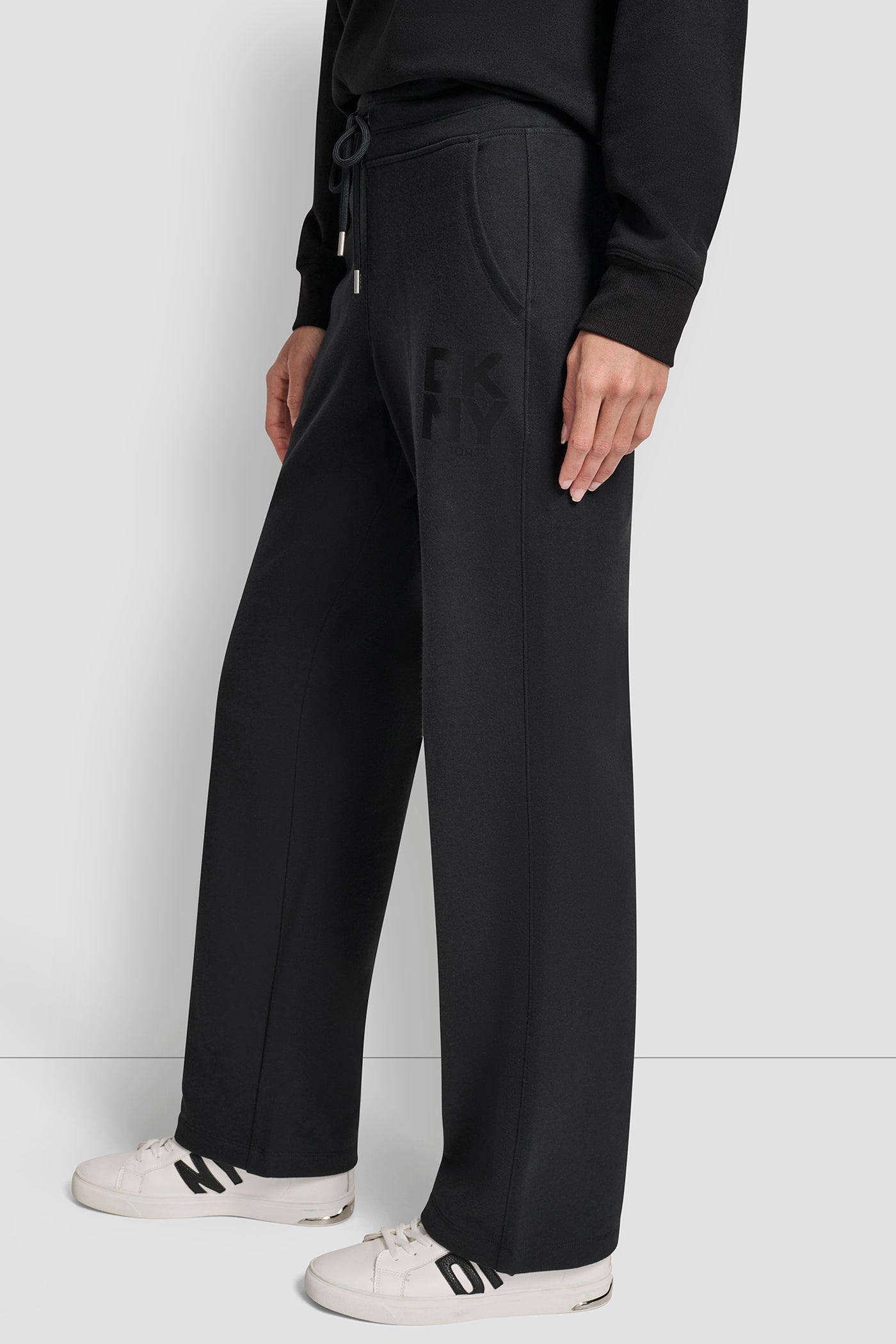 STACKED SATIN LOGO OPEN LEG BOYFRIEND 30.5IN PANT VIEW 3 | MATCHING SETS