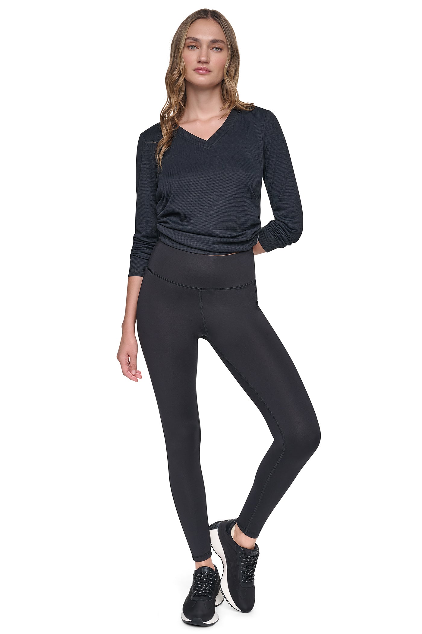 HIGH-RISE FLOCKED STRIPE LOGO 7/8 LENGTH LEGGING VIEW 4