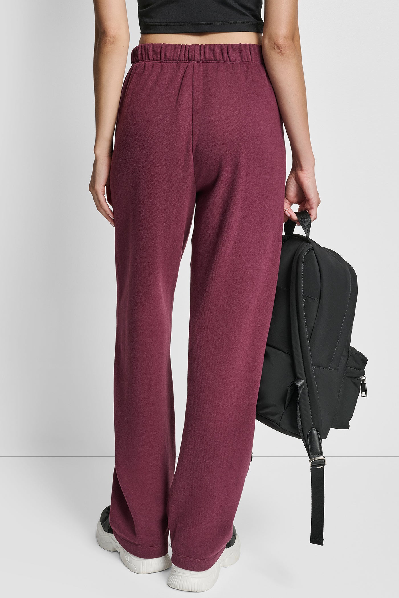 SYRAH FLOCKED LOGO BOYFRIEND OPEN LEG PANT WITH POCKETS, VIEW 2 | DKNY Sport