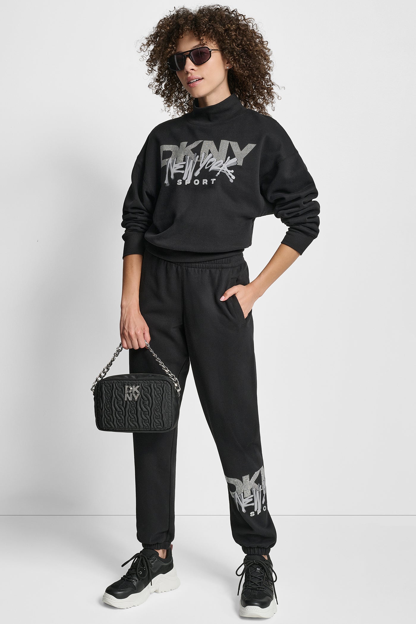 GRAFFITI RHINESTONE LOGO MOCK NECK PULLOVER VIEW 3 | New Arrivals