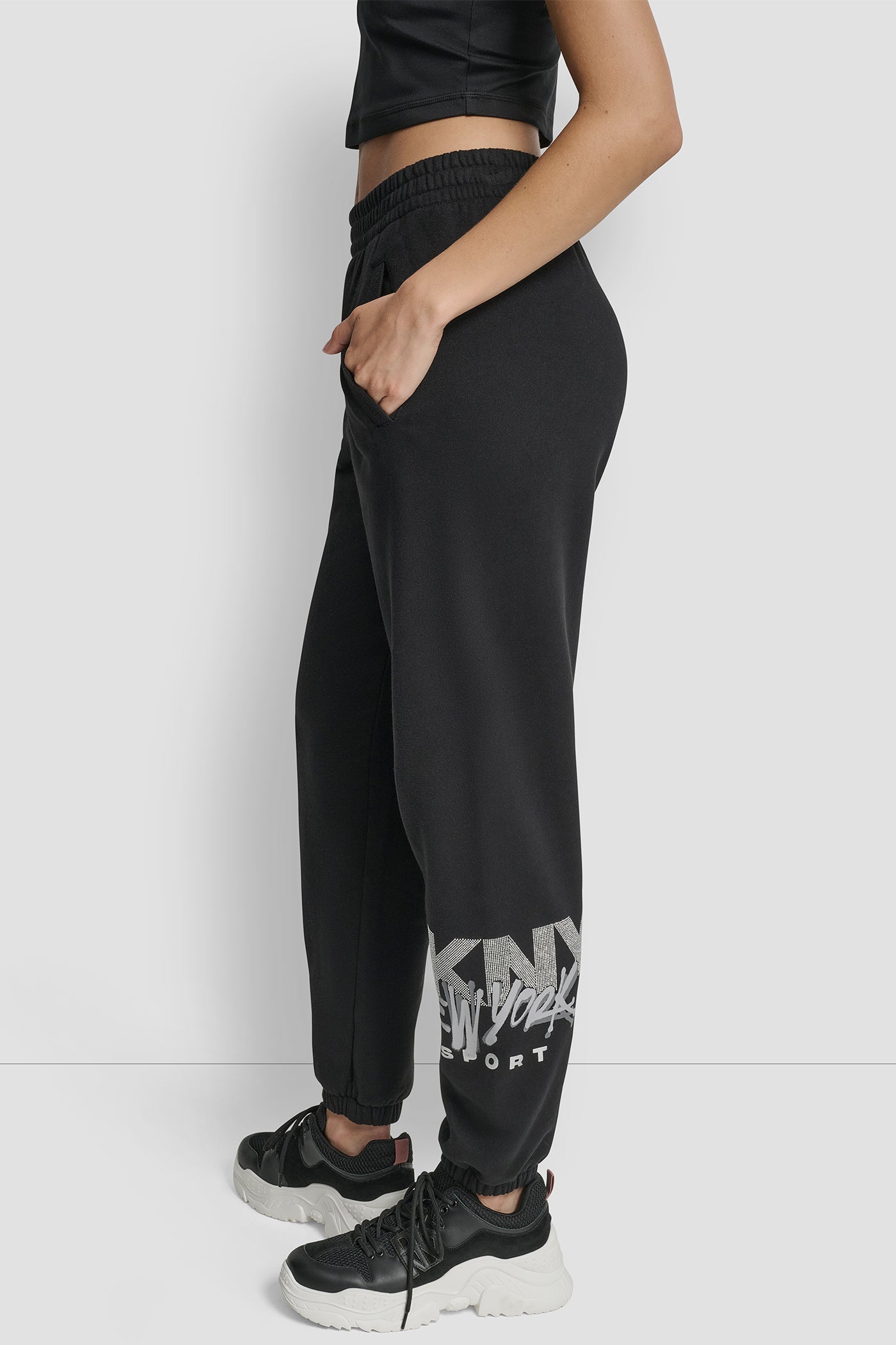 GRAFFITI RHINESTONE LOGO HIGH RISE RELAXED FIT JOGGER VIEW 3 | New Arrivals