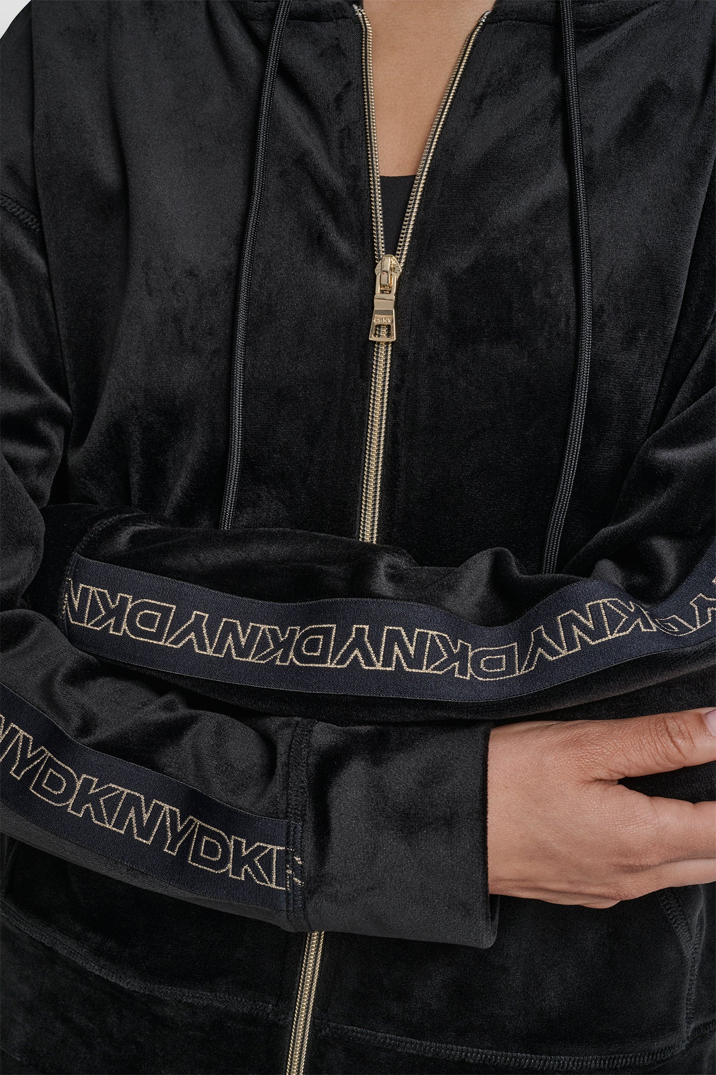 VELOUR FULL ZIP HOODIE WITH METALLIC LOGO VIEW 4 | All Products