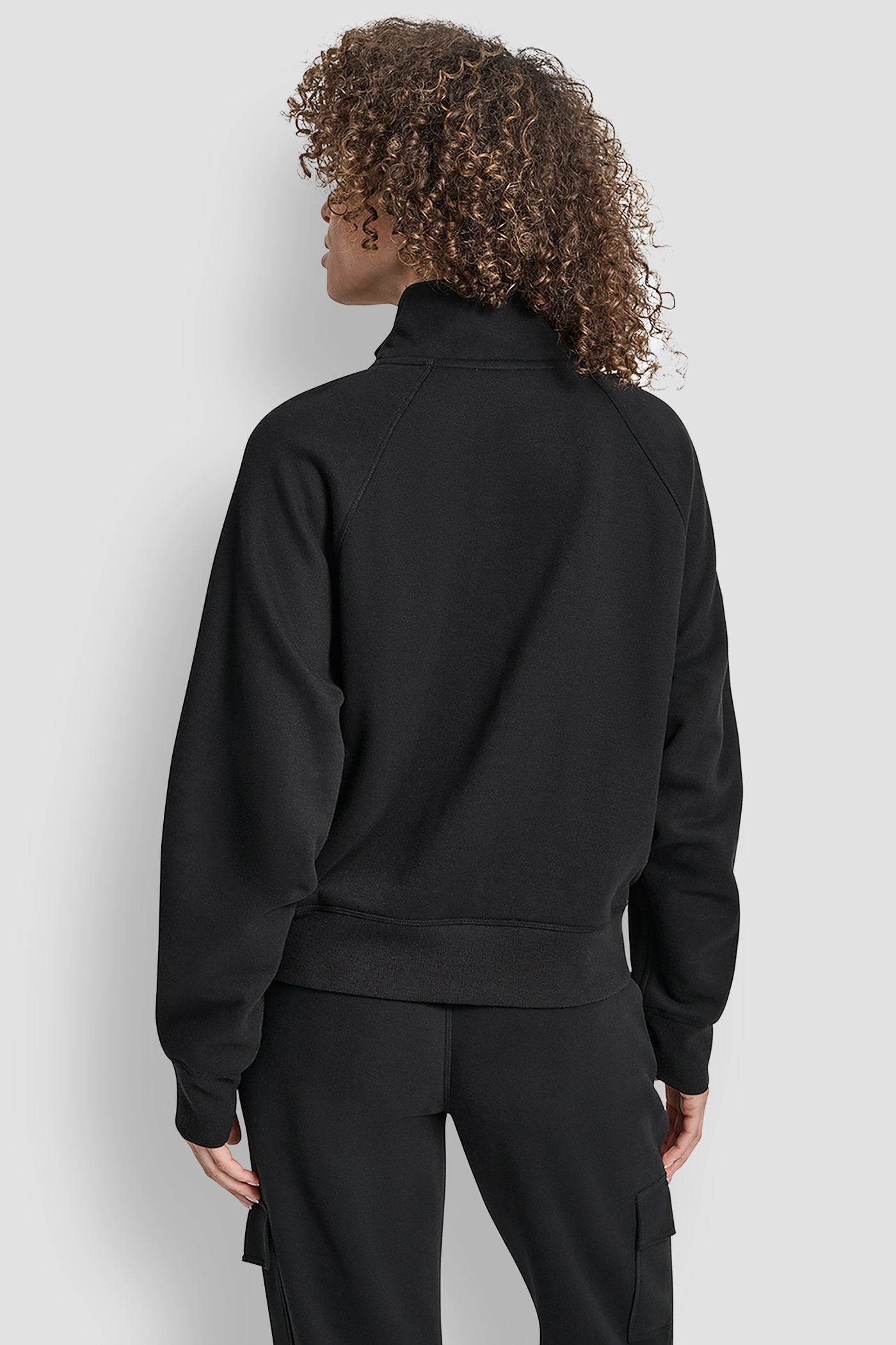 Black MINI STUD LOGO HALF ZIP PULLOVER WITH KANGA POCKET, BACK VIEW | Sweatshirts & Joggers