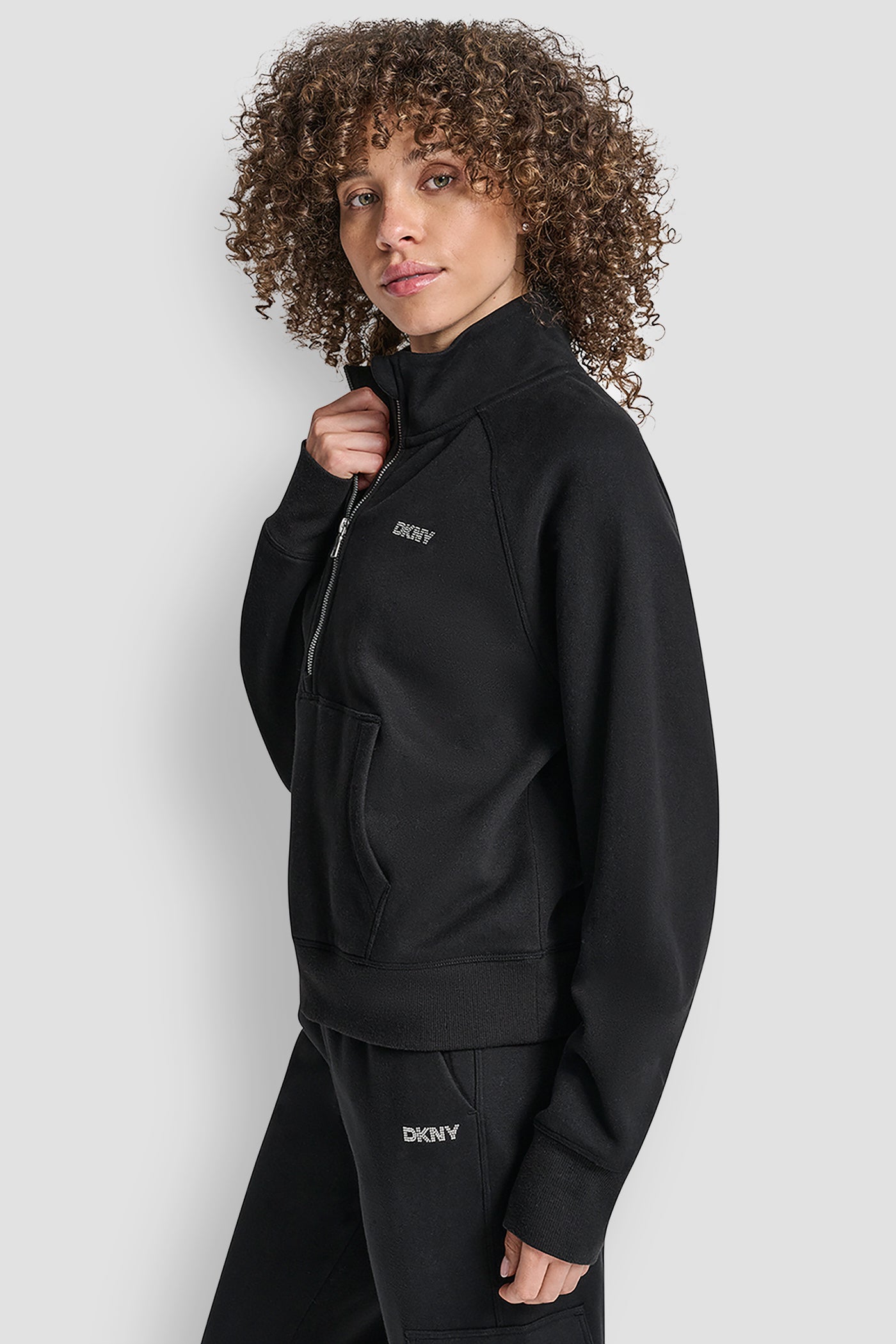 MINI STUD LOGO HALF ZIP PULLOVER WITH KANGA POCKET VIEW 3