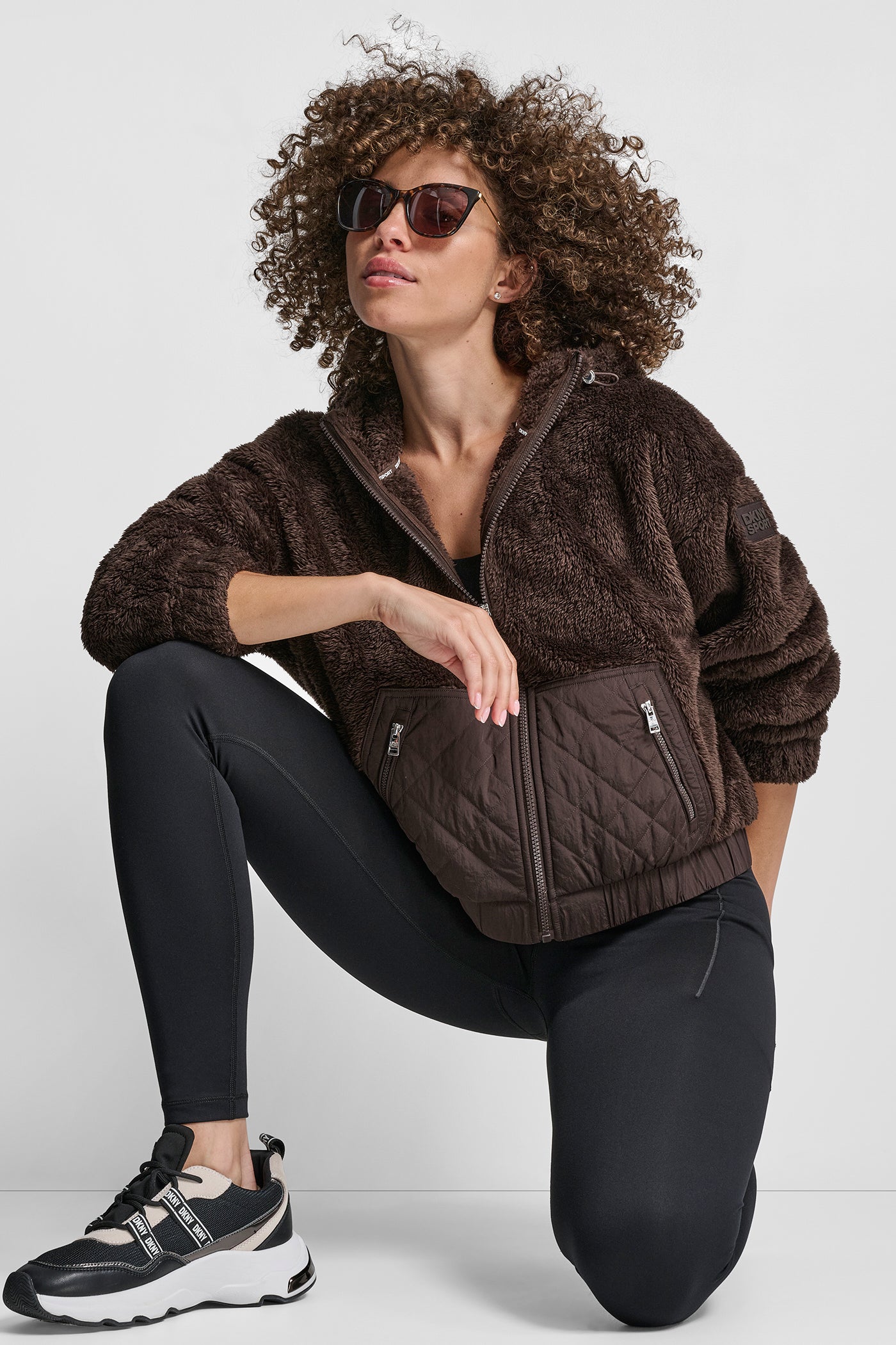 HOODED SHERPA JACKET WITH DIAMOND QUILTED COMBO VIEW 8 | WOMENS COATS & JACKETS