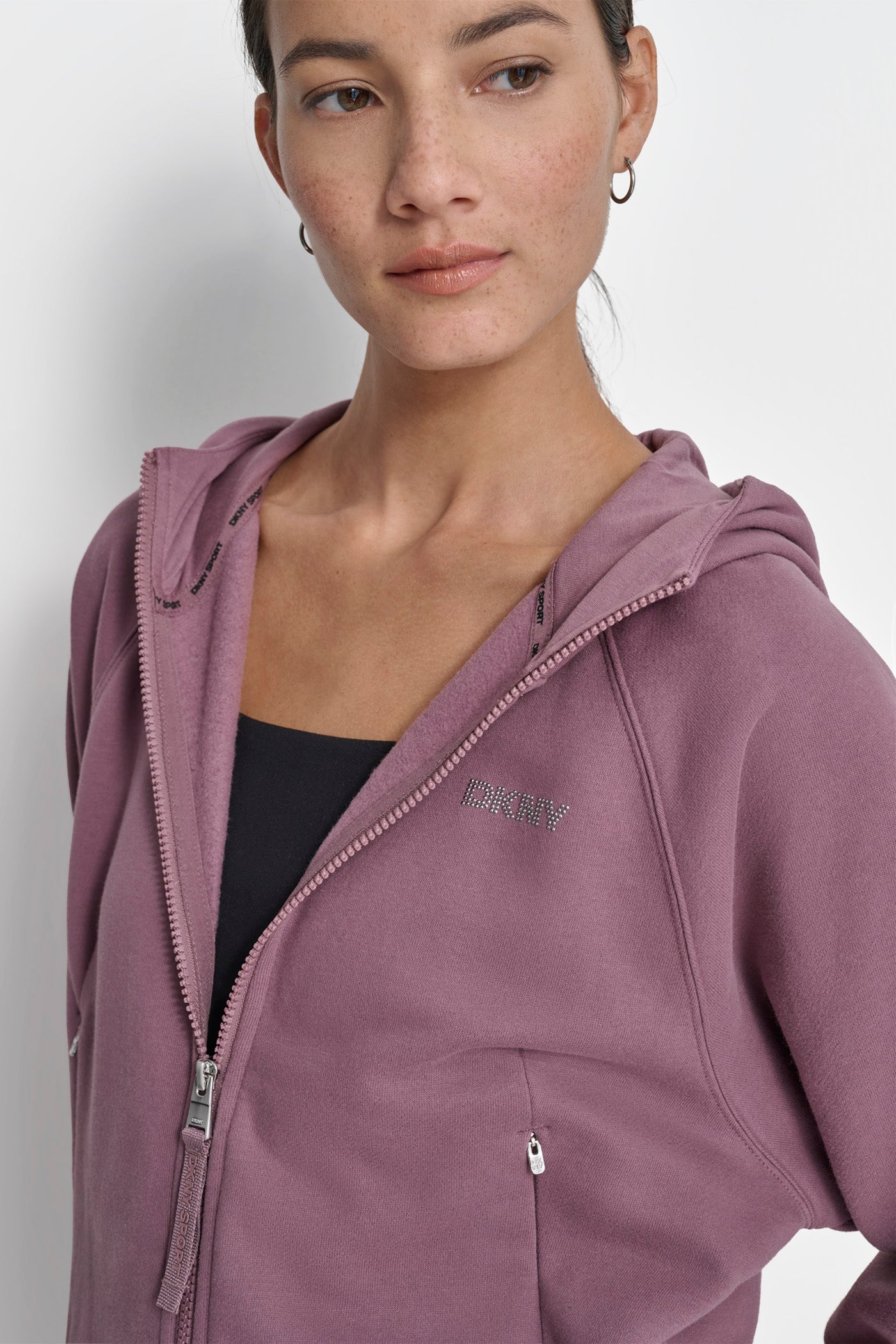 TECH FLEECE FULL ZIP JACKET WITH VARSITY TWILL LOGO VIEW 3 | DKNY Promo