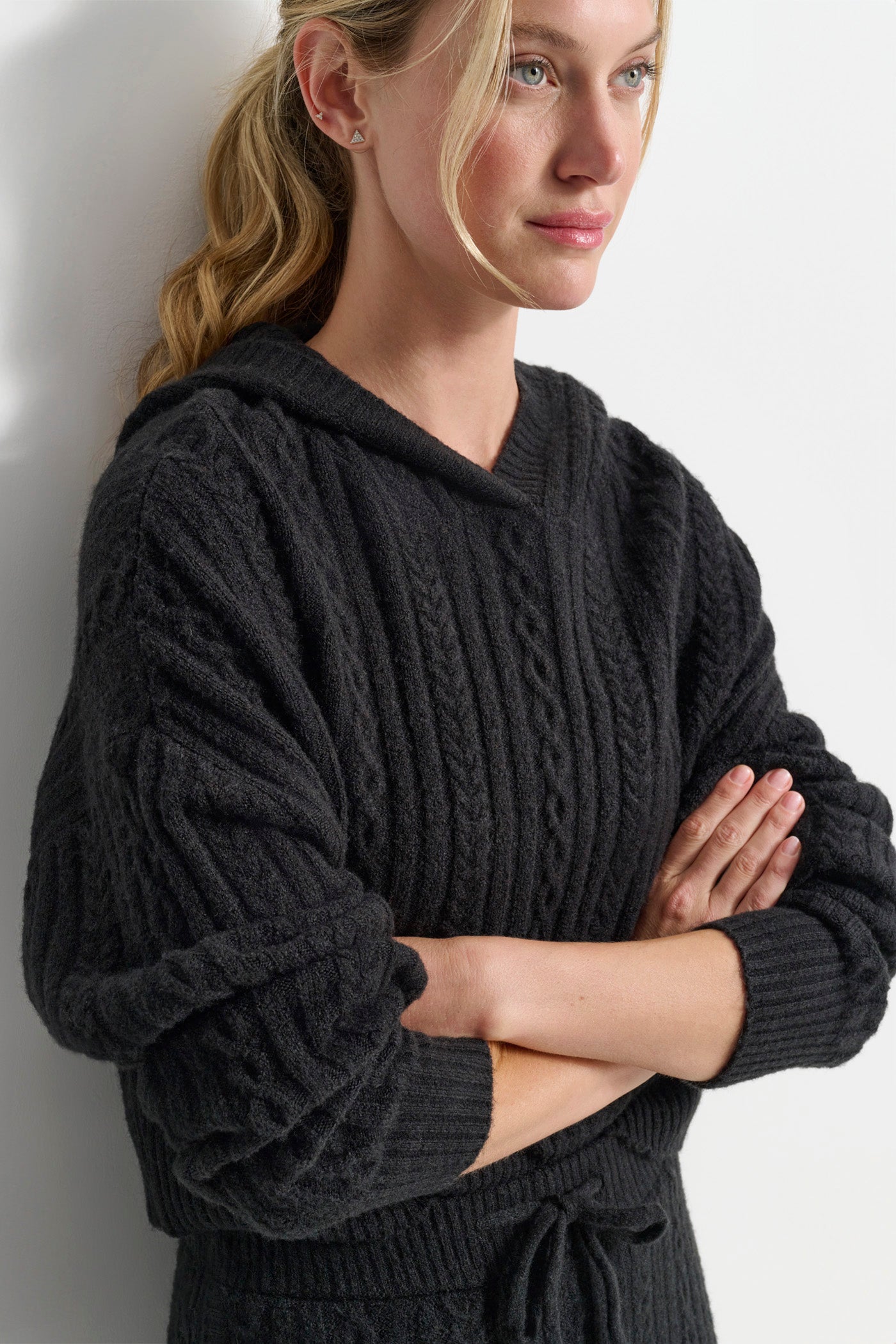 COZY CABLE SWEATER HOODIE VIEW 3 | MATCHING SETS
