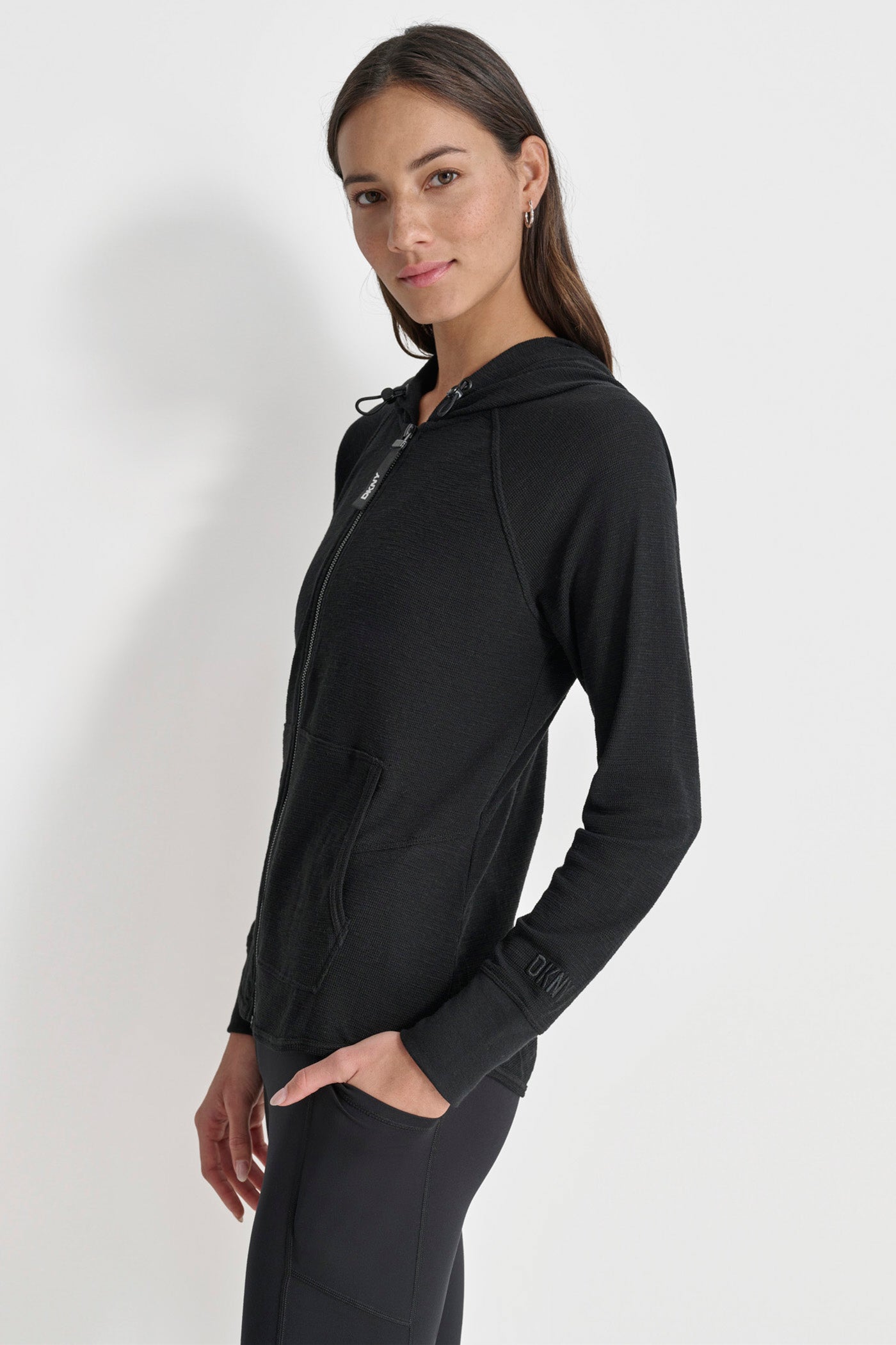 SLUB WAFFLE KNIT HOODIE VIEW 3