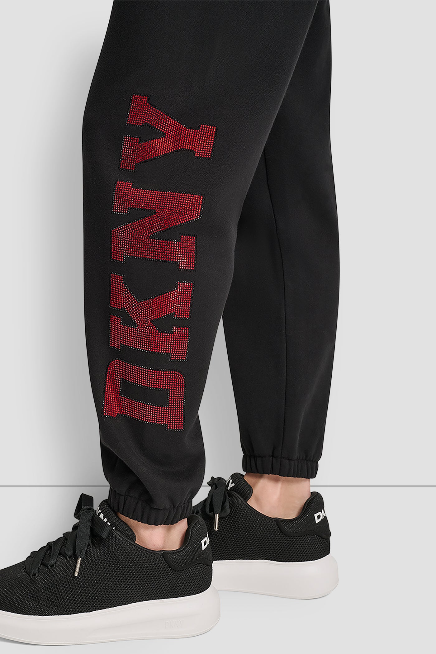 EXPLODED RHINESTONE VARISTY LOGO HIGH RISE RELAXED VIEW 4 | DKNY X NEW YORK YANKEES