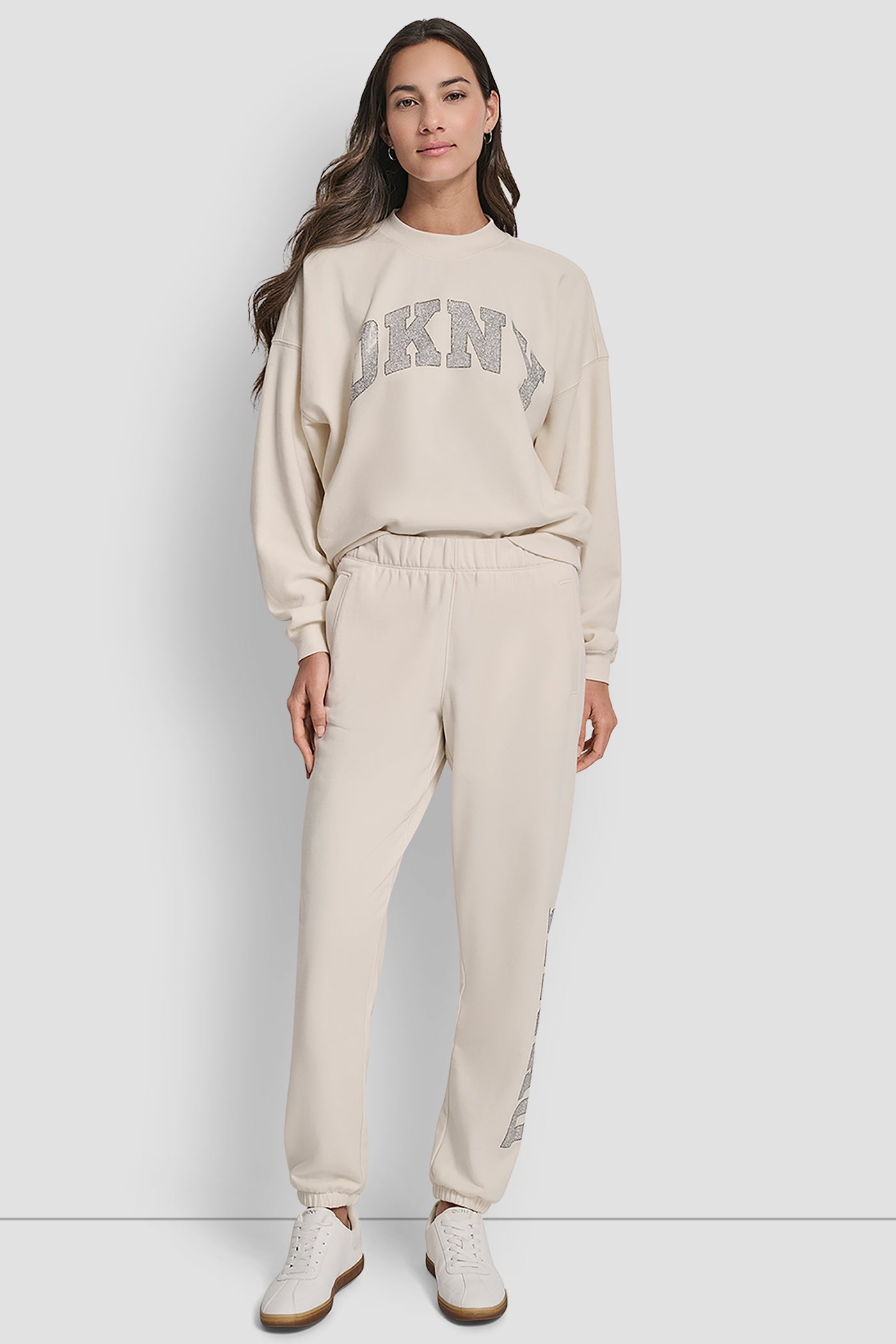 EXPLODED RHINESTONE VARISTY LOGO HIGH RISE RELAXED VIEW 5 | DKNY X NEW YORK YANKEES