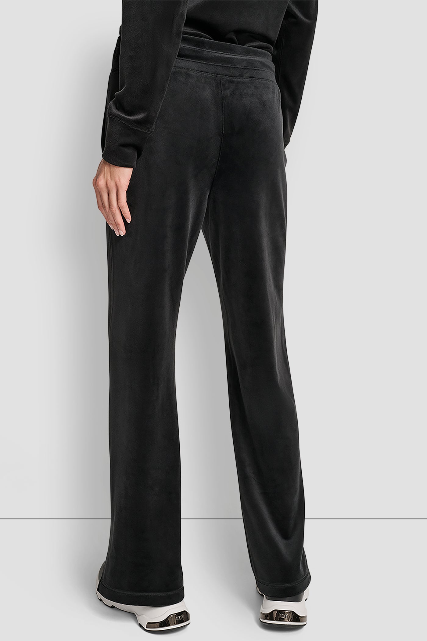 Black EMBROIDERY LOGO TRACK PANT WITH SLIT, BACK VIEW | Sport Essentials