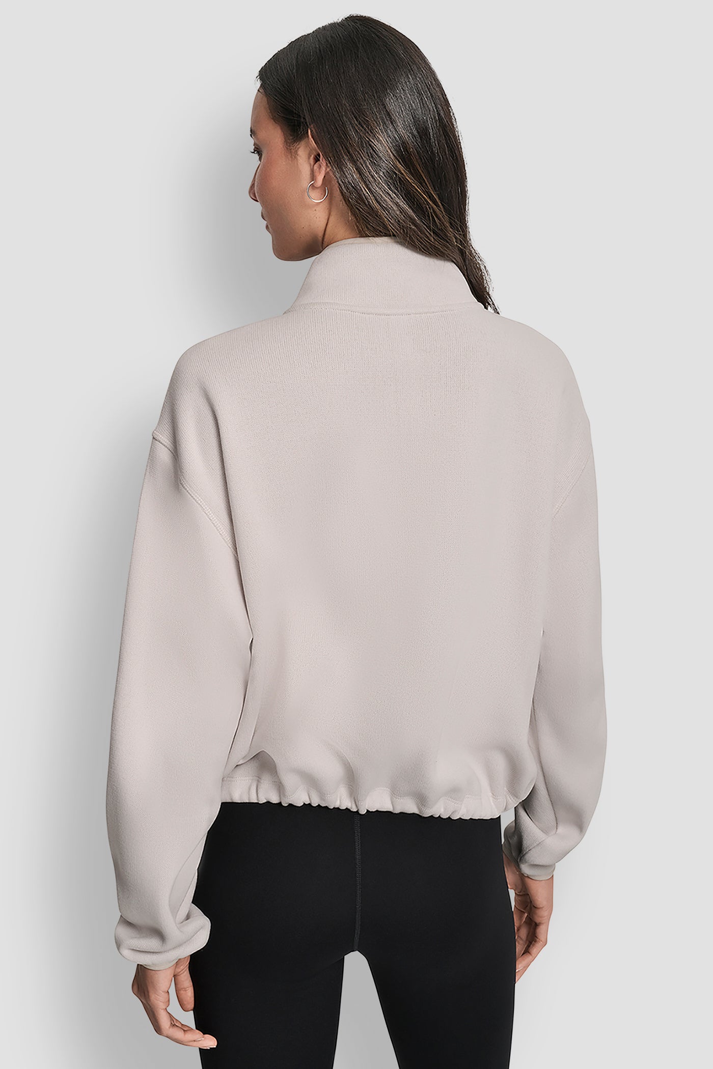 OAT HALF ZIP PULLOVER WITH OUTLINE LOGO EMBROIDERY, BACK VIEW | DKNY Sport