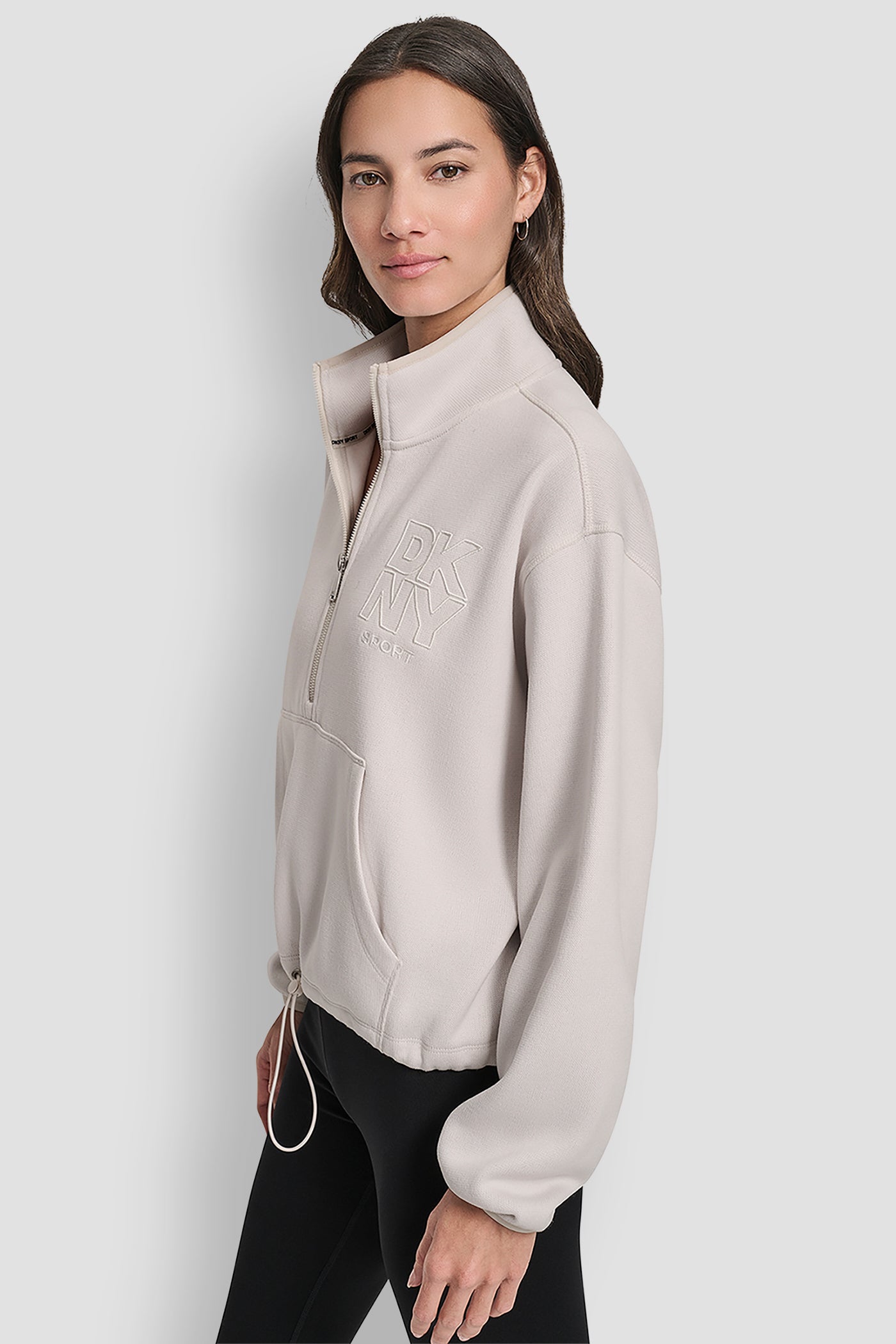 HALF ZIP PULLOVER WITH OUTLINE LOGO EMBROIDERY VIEW 3 | DKNY Sport