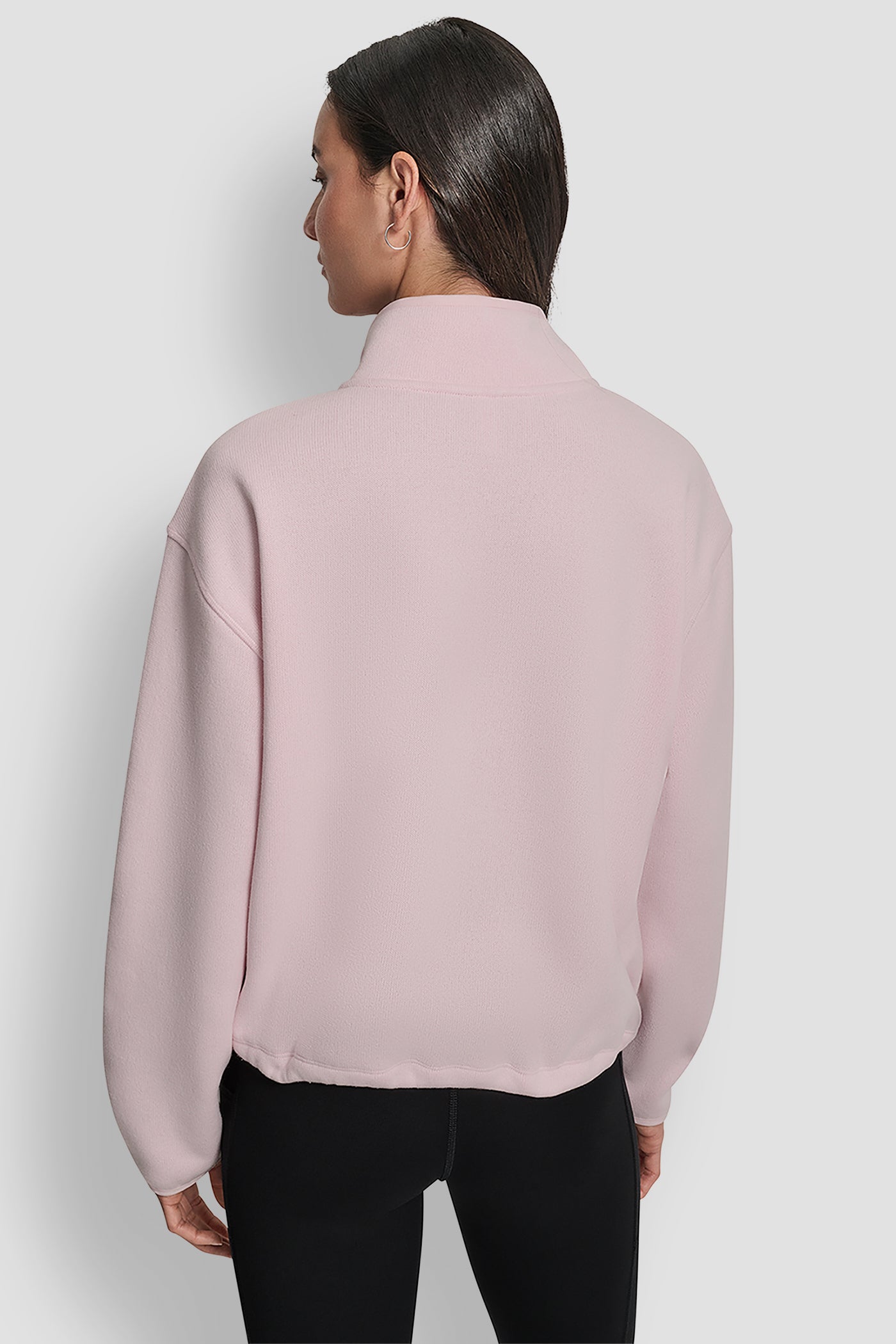 PINK MOON HALF ZIP PULLOVER WITH OUTLINE LOGO EMBROIDERY, BACK VIEW | DKNY Sport