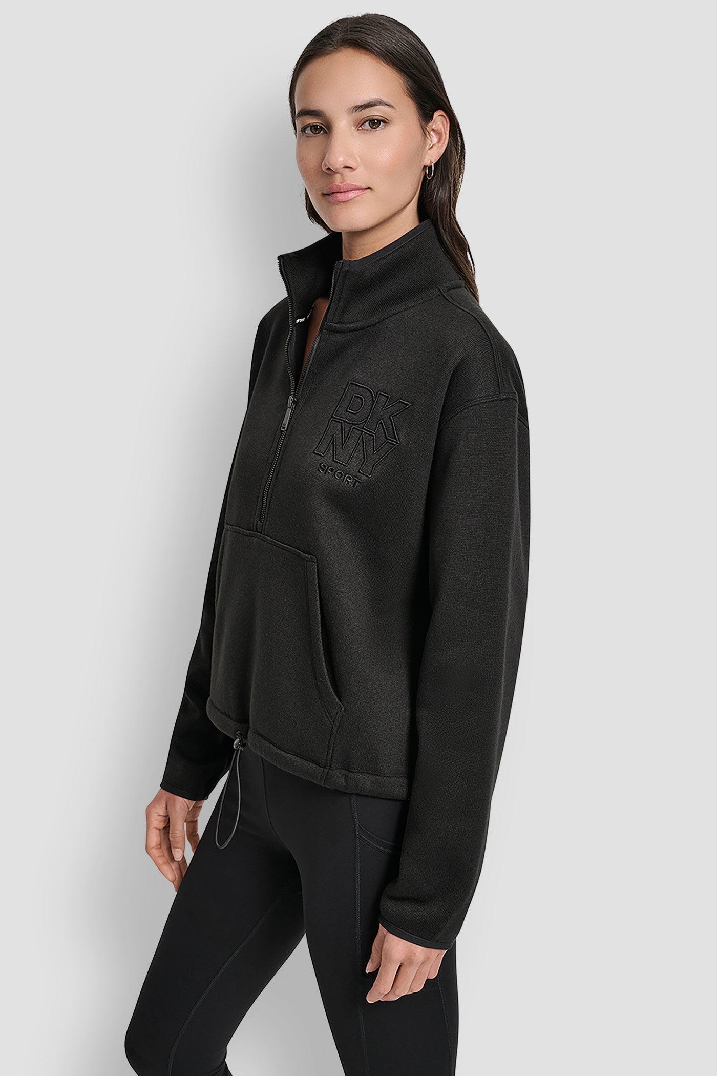 HALF ZIP PULLOVER WITH OUTLINE LOGO EMBROIDERY VIEW 3 | DKNY Sport
