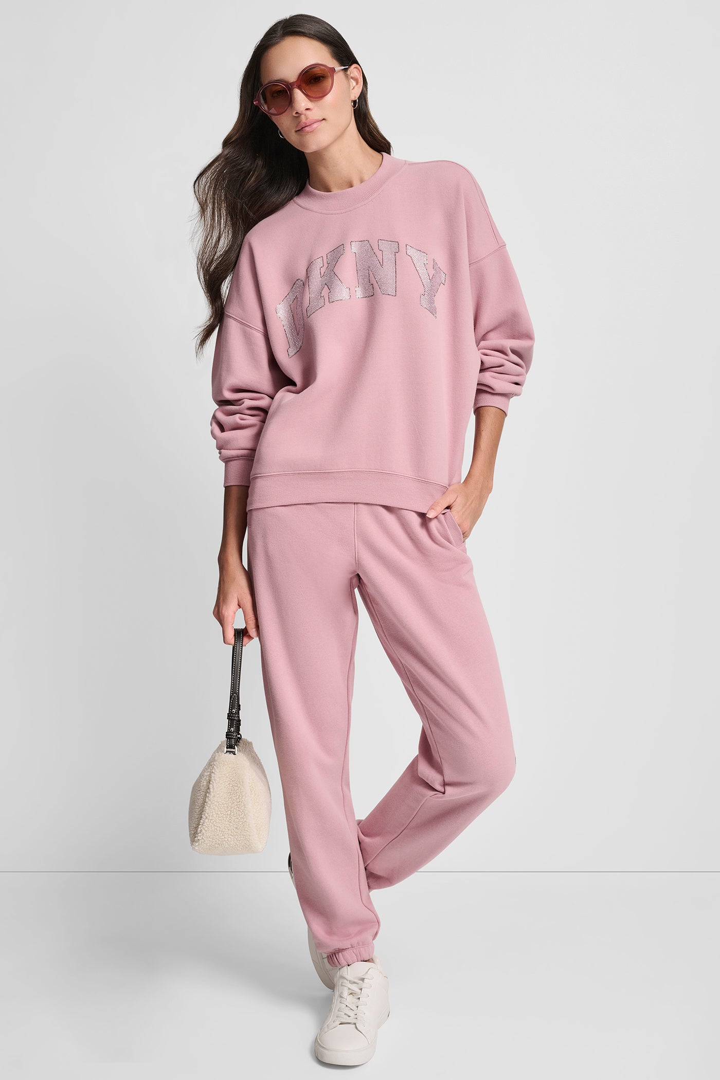 EXPLODED RHINESTONE VARISTY LOGO PULLOVER VIEW 6 | DKNY Sport