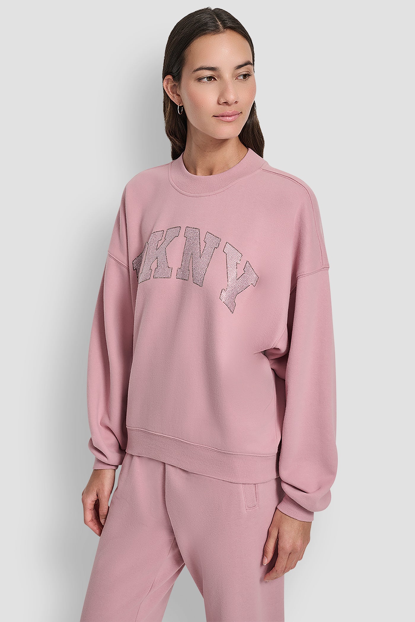 EXPLODED RHINESTONE VARISTY LOGO PULLOVER VIEW 3 | DKNY Sport