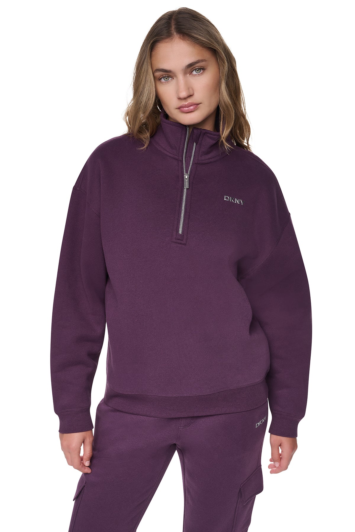 METALLIC BUBBLE 1/4 ZIP PULLOVER VIEW 1