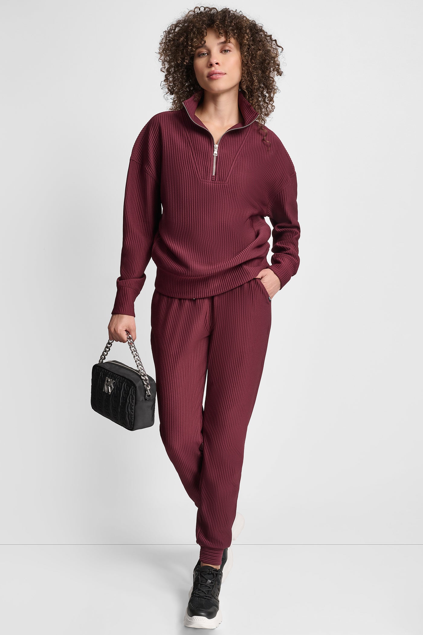 TECH OTTOMAN HALF ZIP MOCK NECK PULLOVER VIEW 6 | DKNY Sport