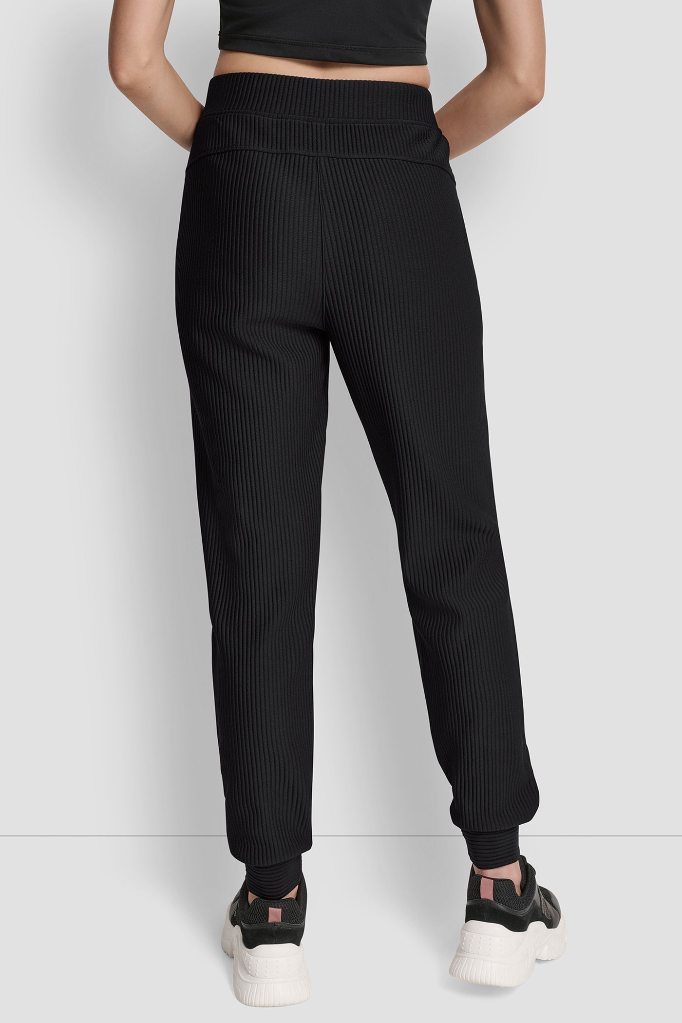 Black TECH OTTOMAN CUFFED JOGGER WITH POCKETS, BACK VIEW | New Arrivals