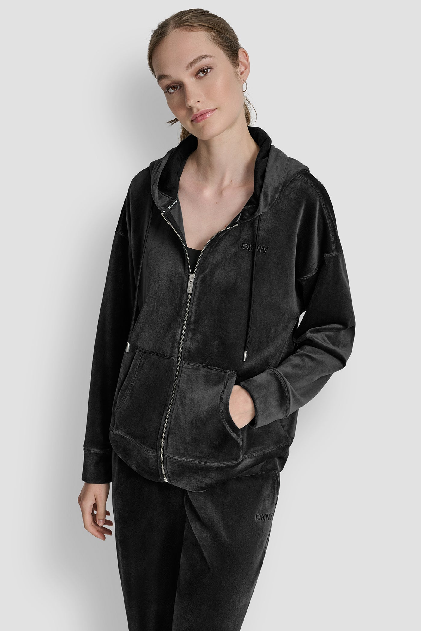 EMBROIDERY LOGO FULL ZIP HOODIE WITH POCKETS VIEW 4 | New Arrivals