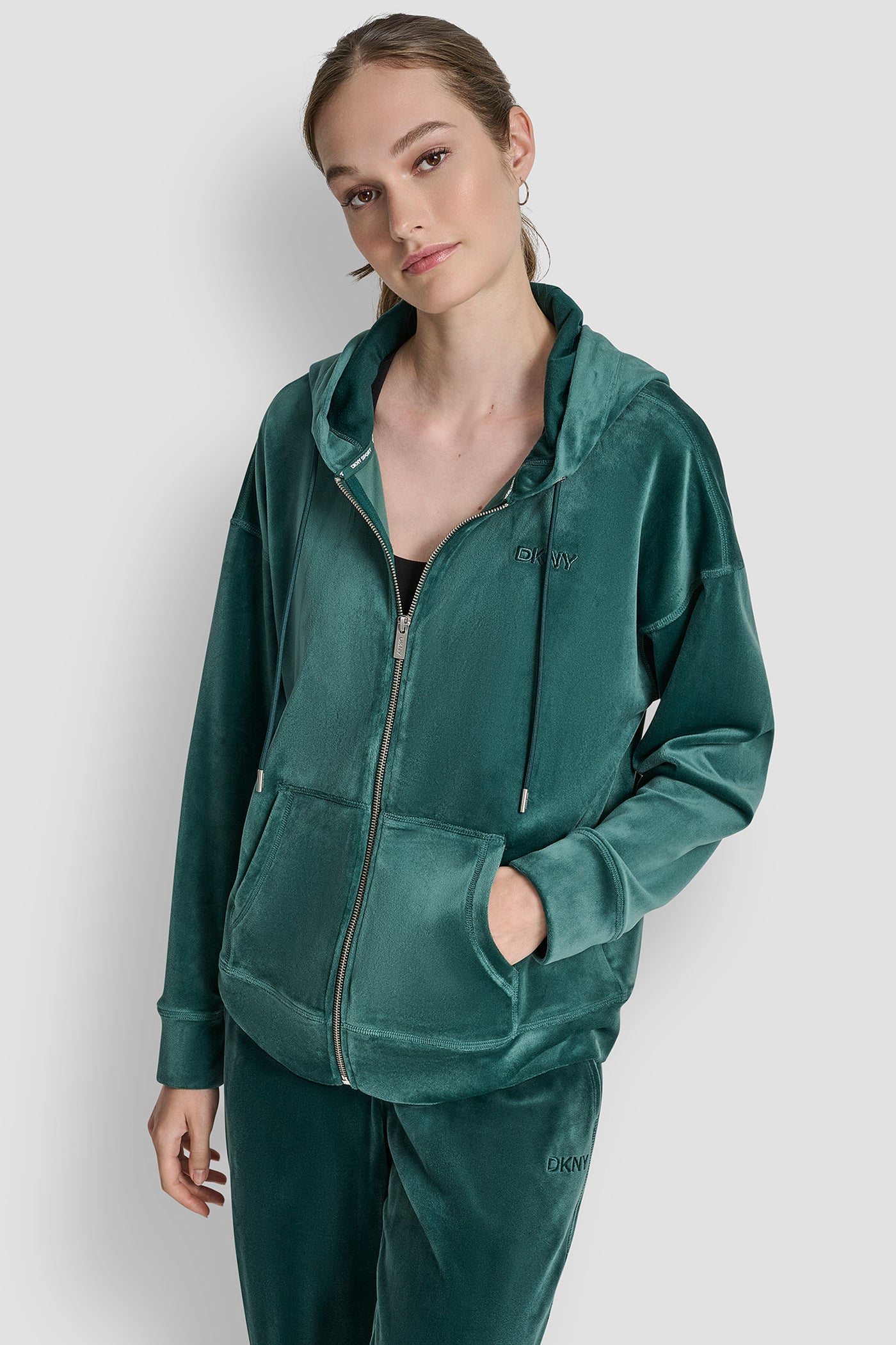 HD EMBROIDERY LOGO FULL ZIP HOODIE WITH POCKETS VIEW 4 | New Arrivals